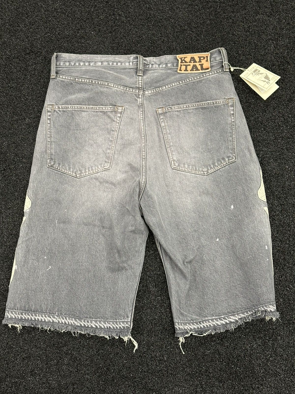 Kapital Kapital Black Denim Short Pants (Bone Embroidery) Size US 36 / EU 52 - 7 Thumbnail
