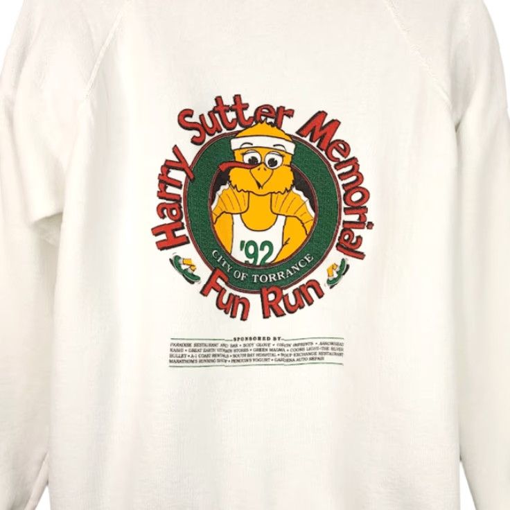 Hanes VINTAGE Hanes Sweatshirt Mens 90s Turkey Trot Fun Run Crew Neck Pullover Size M White Made In USA Size US M / EU 48-50 / 2 - 4 Thumbnail