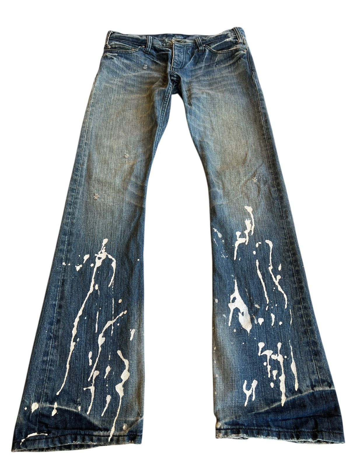 Japanese Brand Vintage Japanese Brand Burden Flare Distressed Painted Jean Size US 30 / EU 46 - 1 Thumbnail