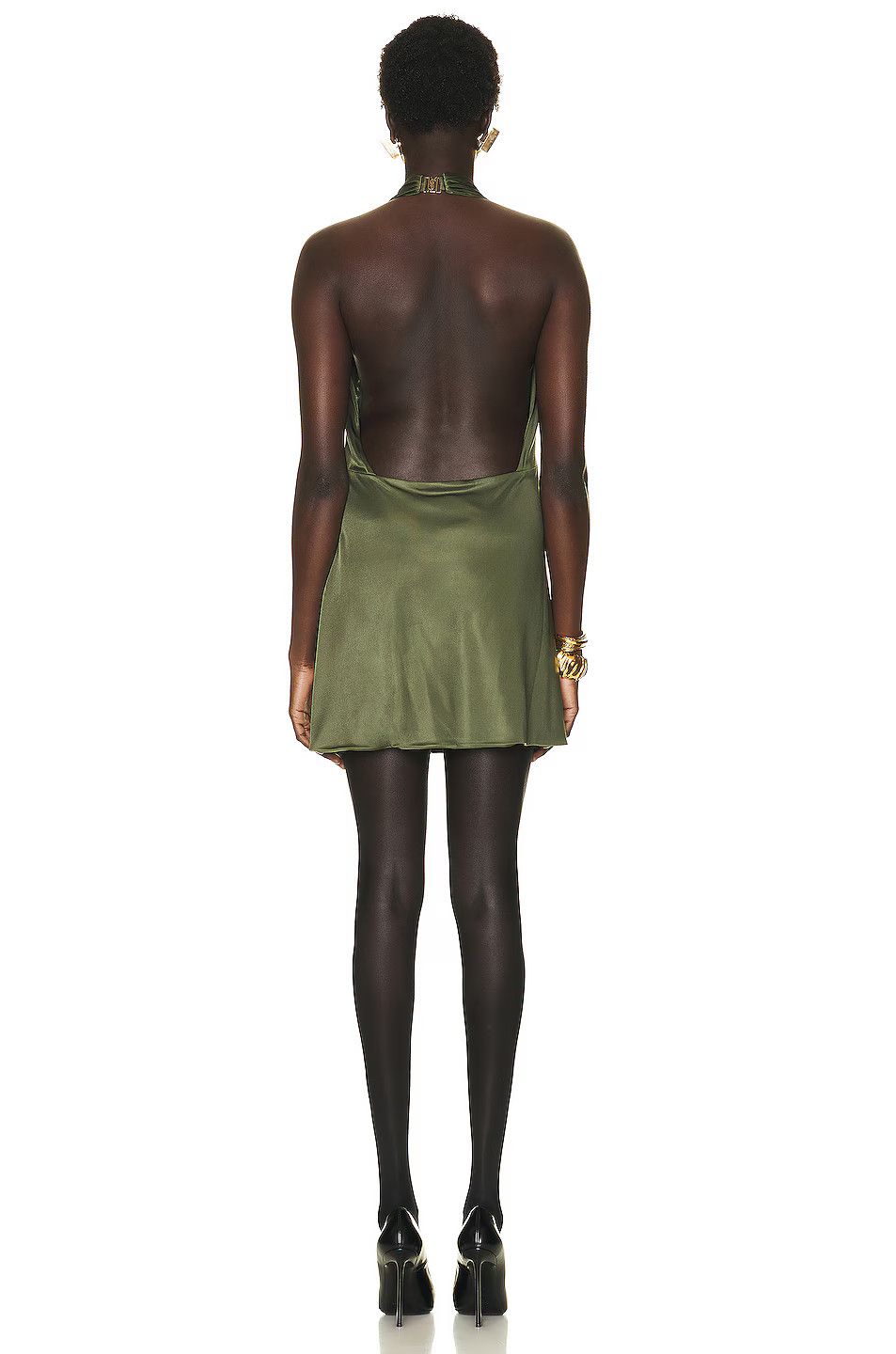 Saint Laurent Paris o1tp1o1224 Backless Dress In Jersey in Khaki Size M / US 6-8 / IT 42-44 - 5 Thumbnail