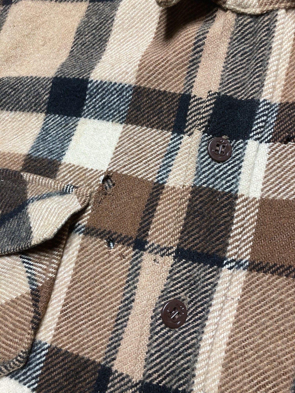 Vintage 50s 60s wool CPO shirt plaid anchor button distressed large Size US L / EU 52-54 / 3 - 7 Thumbnail