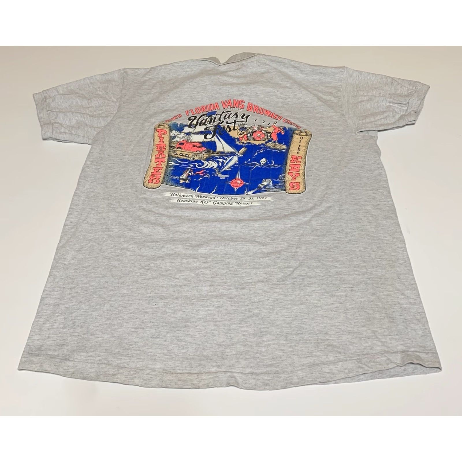 Anvil VINTAGE Vantasy Fest 1993 Polo Shirt Men’s Large FL Keys Fantasy Fest Shirt Polo Cotton Blend Gray 1990s Mens Size US L / EU 52-54 / 3 - 2 Thumbnail
