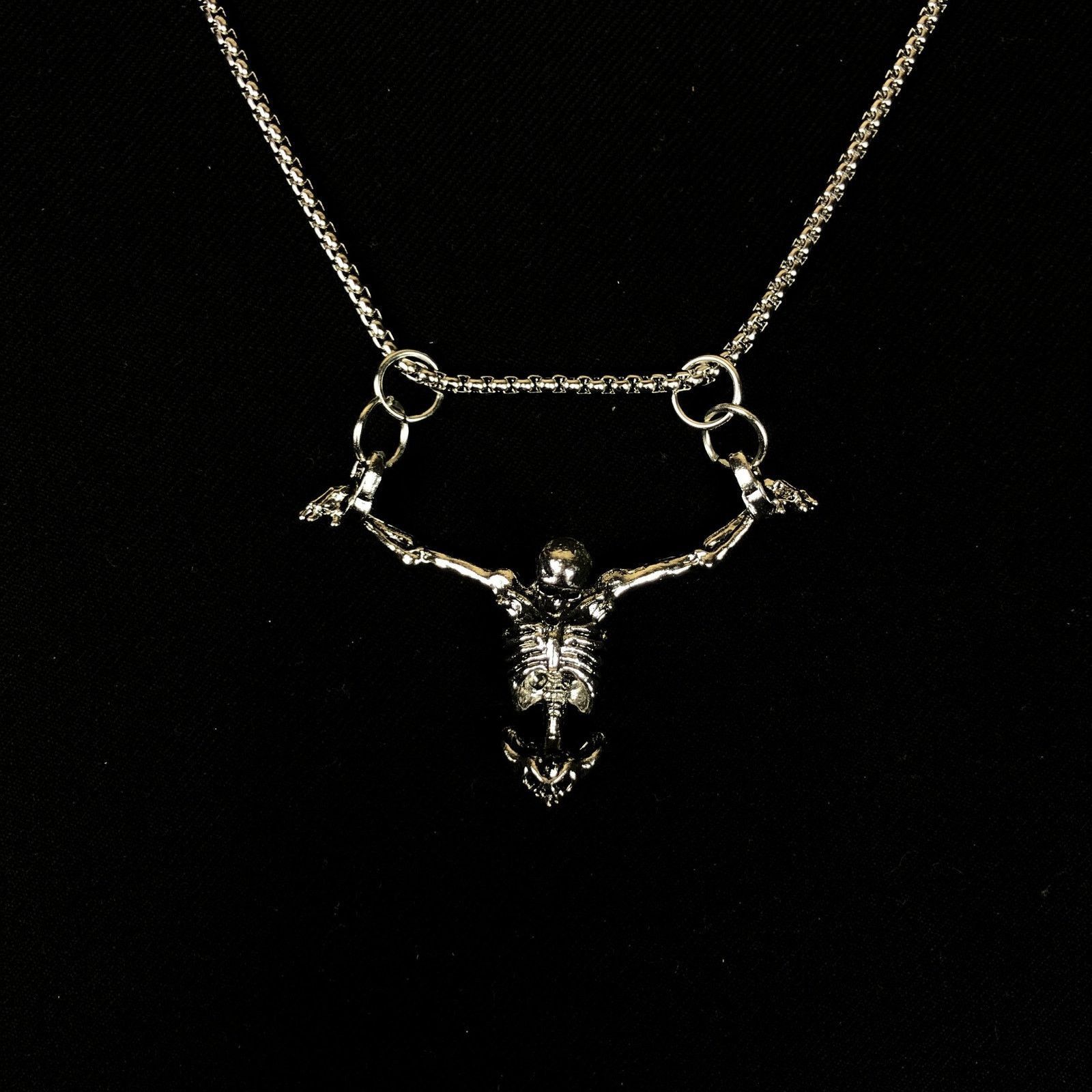 Jewelry Skeleton Skull Necklace Punk Chain Size ONE SIZE - 4 Thumbnail