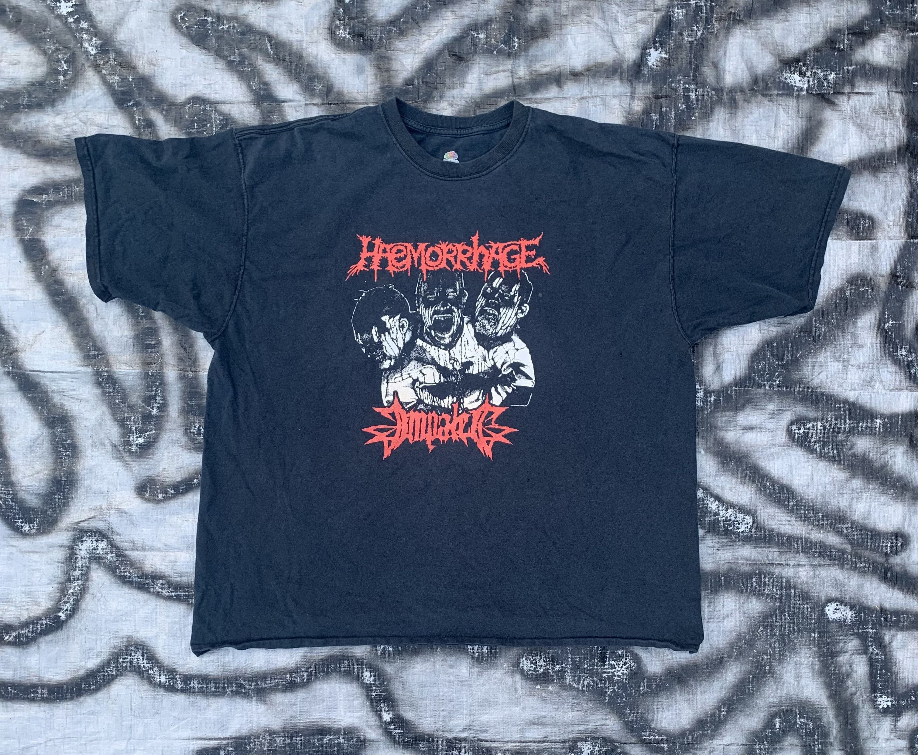 Band Tees × Vintage Original 00s Haemorrhage / Impaled Split Album Tshirt 2XL Size US XXL / EU 58 / 5 - 1 Thumbnail