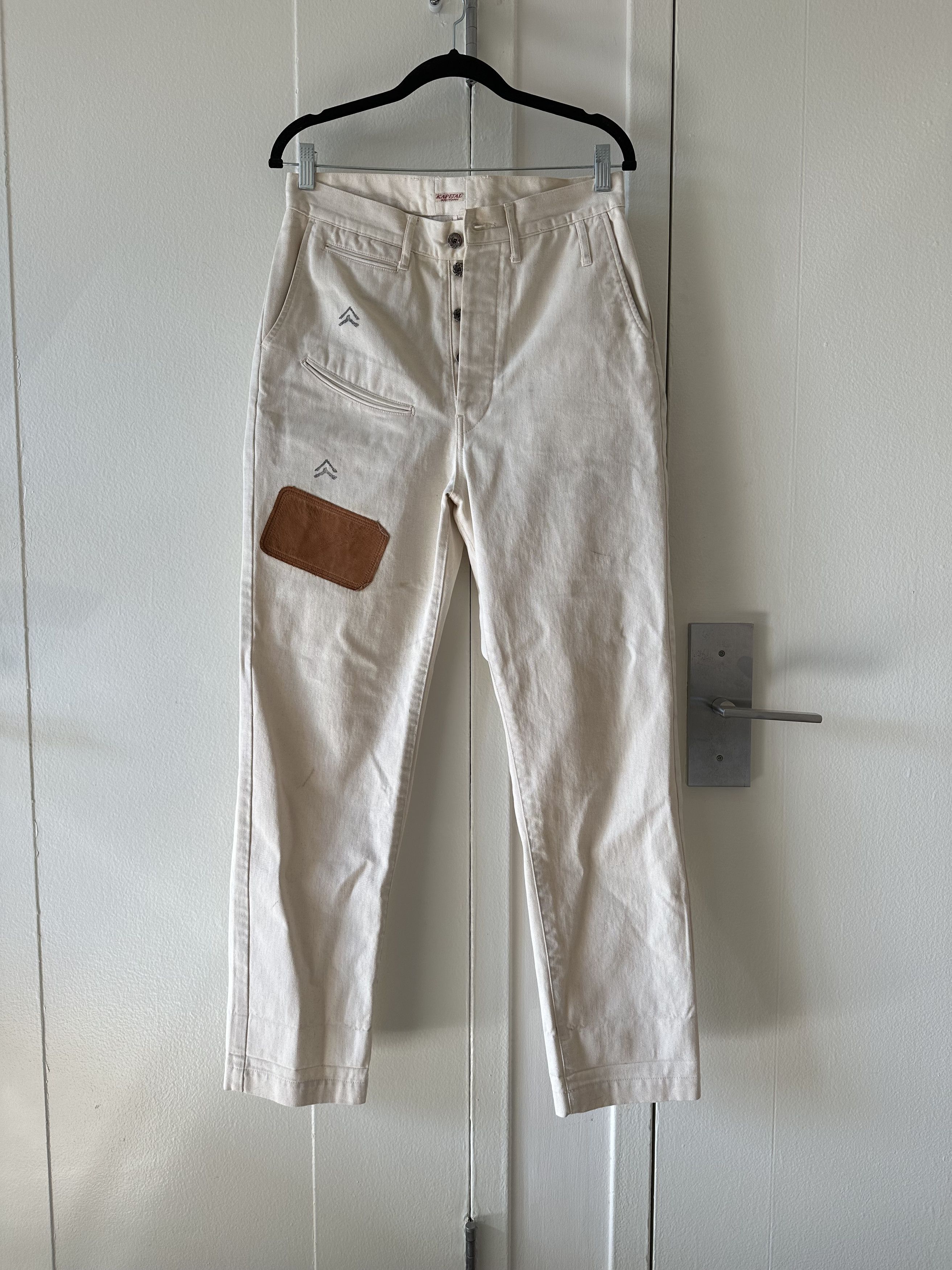 image of Kapital Patches Work Pants in Off White, Men's (Size 31)