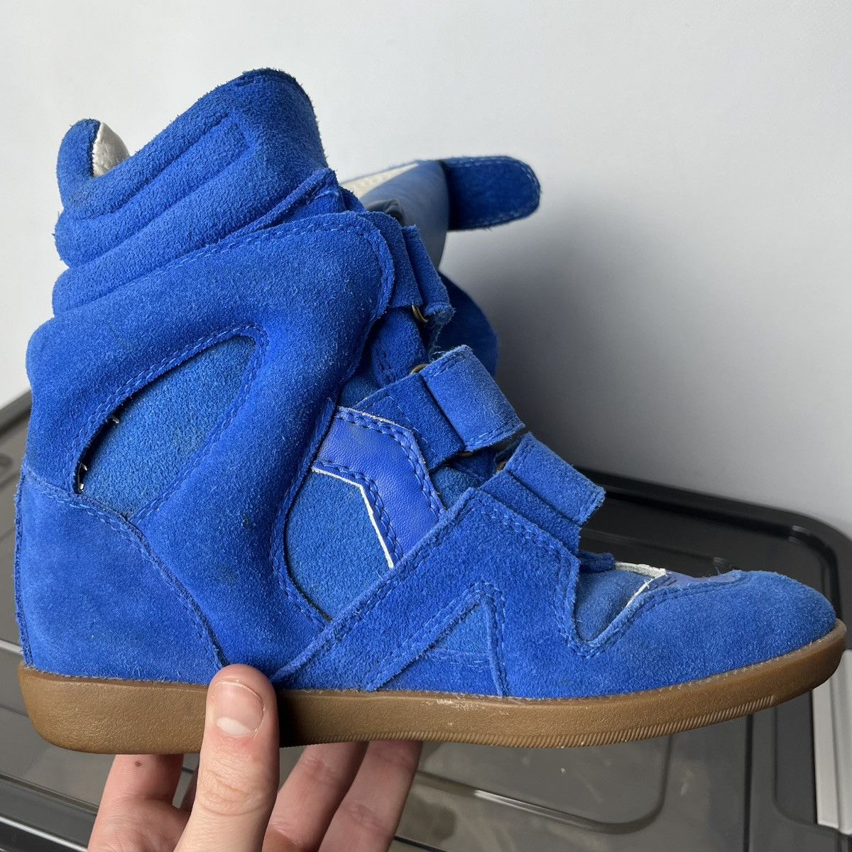 Isabel Marant Iconic Isabel Marant Bekett Blue Suede Wedge Y2k Sneakers Size US 6 / IT 36 - 8 Thumbnail