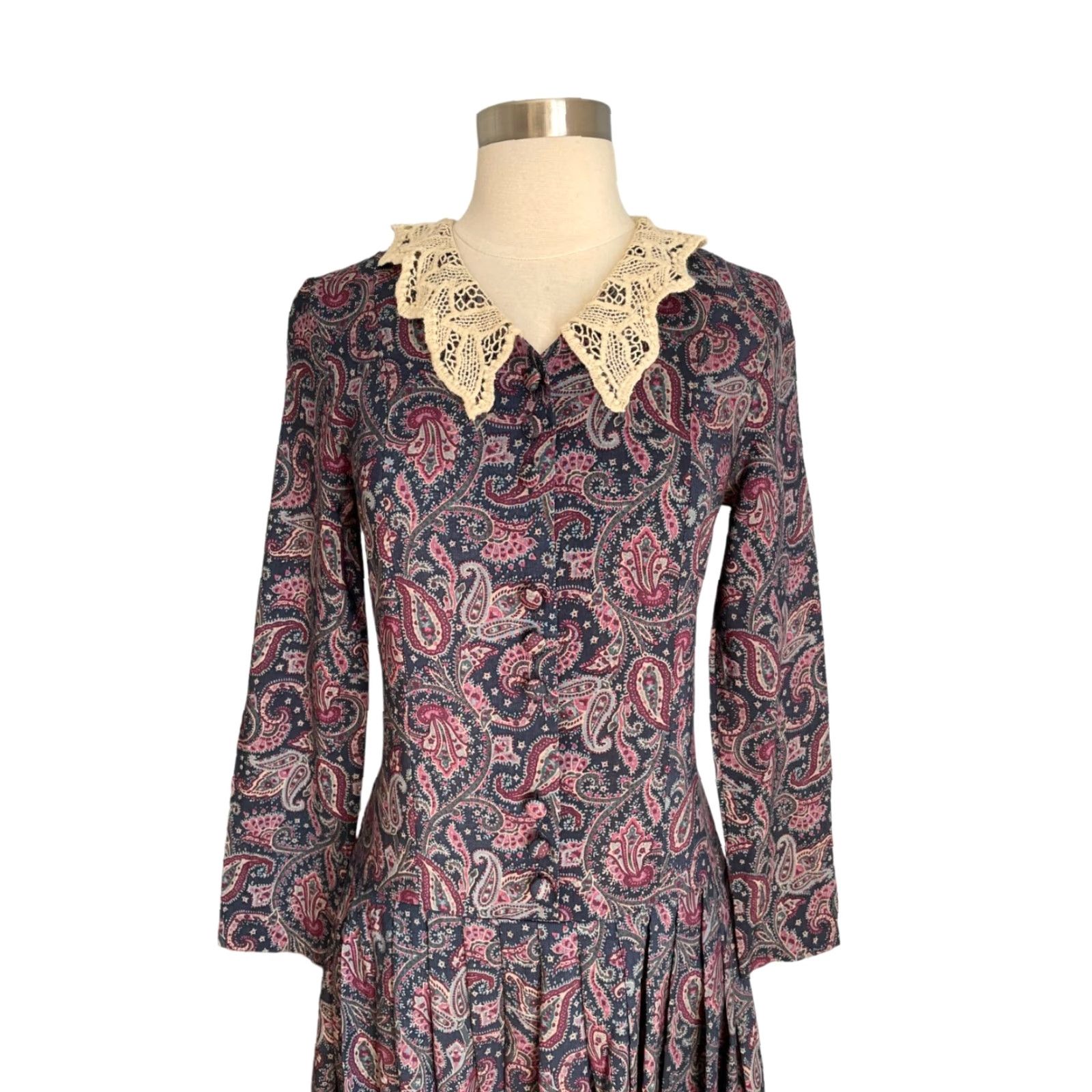 Laura Ashley VINTAGE Laura Ashley Paisley Midi Dress Prairie Cottagecore Victorian Sz S Dress (US 8) Womens Size S / US 4 / IT 40 - 2 Thumbnail