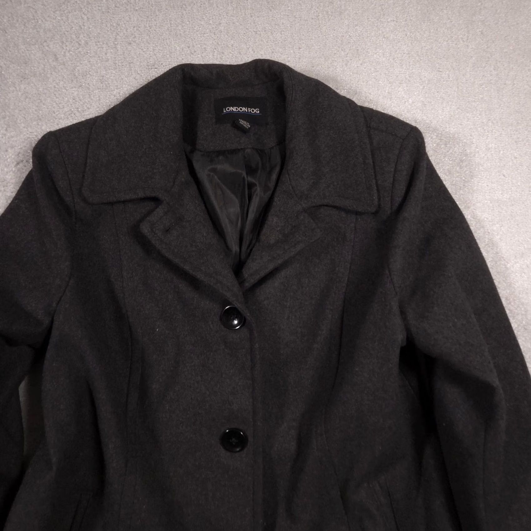 London Fog London Fog Coat Womens XL Gray Wool Blend Single Breasted Lined Button Front Pockets Mid-Length Casual Business Mens Womens Size XL / US 12-14 / IT 48-50 - 3 Thumbnail