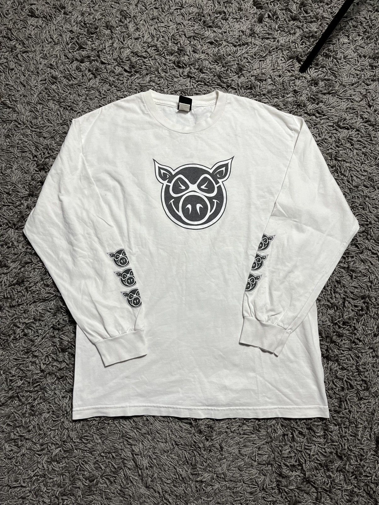 Vintage PIG WHEELS PIG HEAD SHIRT VNTG Y2K COTTON SKATEBOARD SHIRT Size US L / EU 52-54 / 3 - 1 Thumbnail