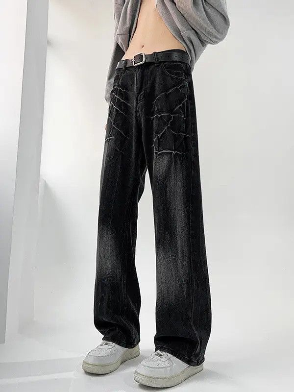 Japanese Brand Retro loose straight washed micro flared jeans Size US 32 / EU 48 - 5 Thumbnail