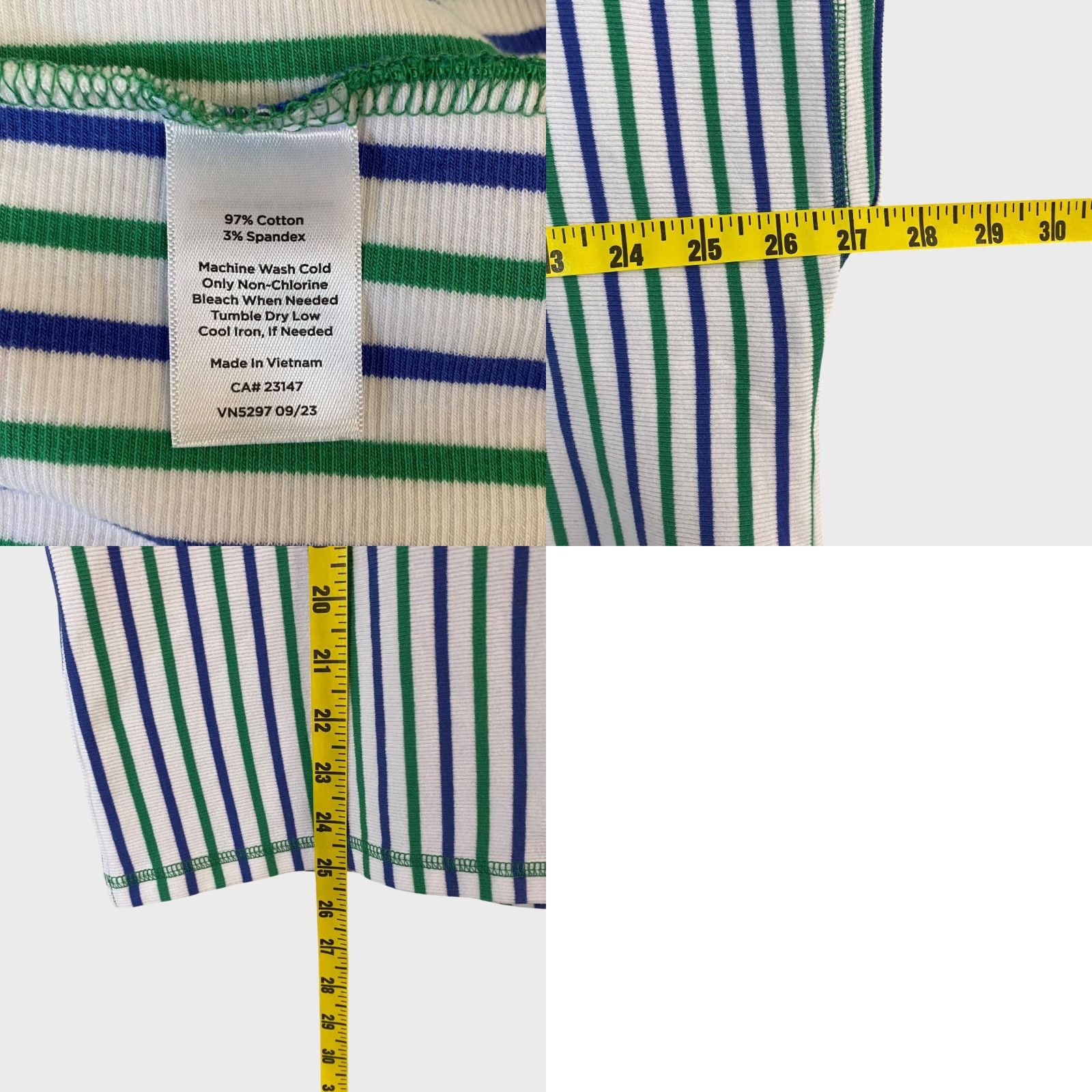 Talbots Talbots Ribbed Drop Shoulder Tee White/Blue/Green Stripe Women's 3X Short-Sleeve T-Shirt Casual Colorful Classic Size XXL / US 16-18 / IT 52-54 - 8 Thumbnail