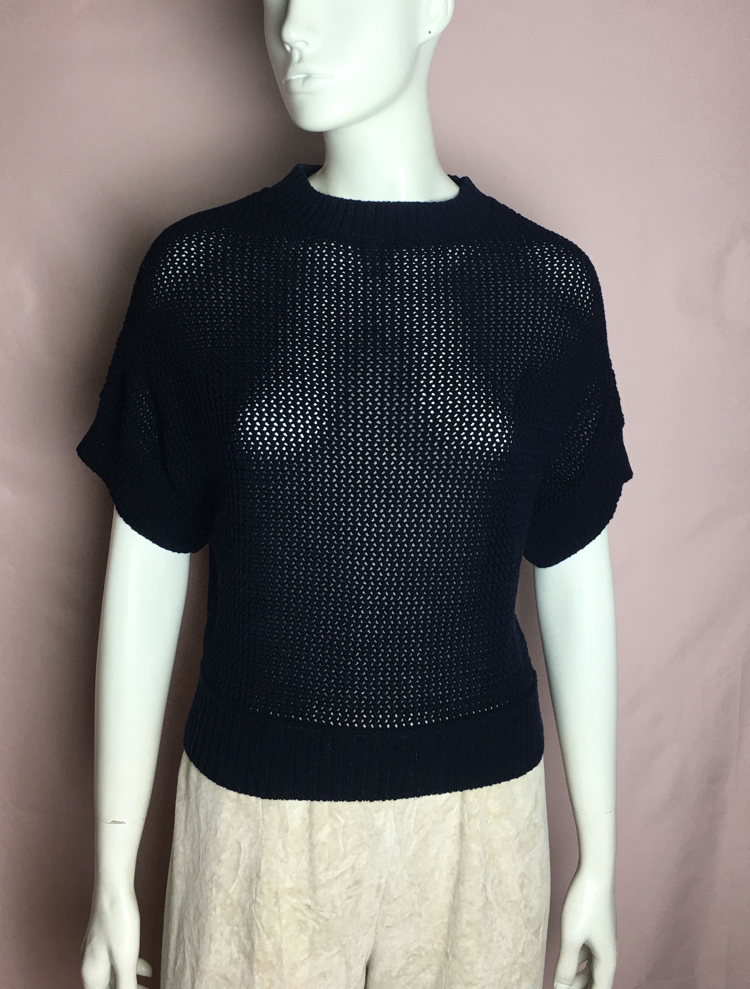 Other HERZEN'S ANGELEGENHEIT Cotton Knit Top Navy Blue EU 36 Size M / US 6-8 / IT 42-44 - 1 Thumbnail