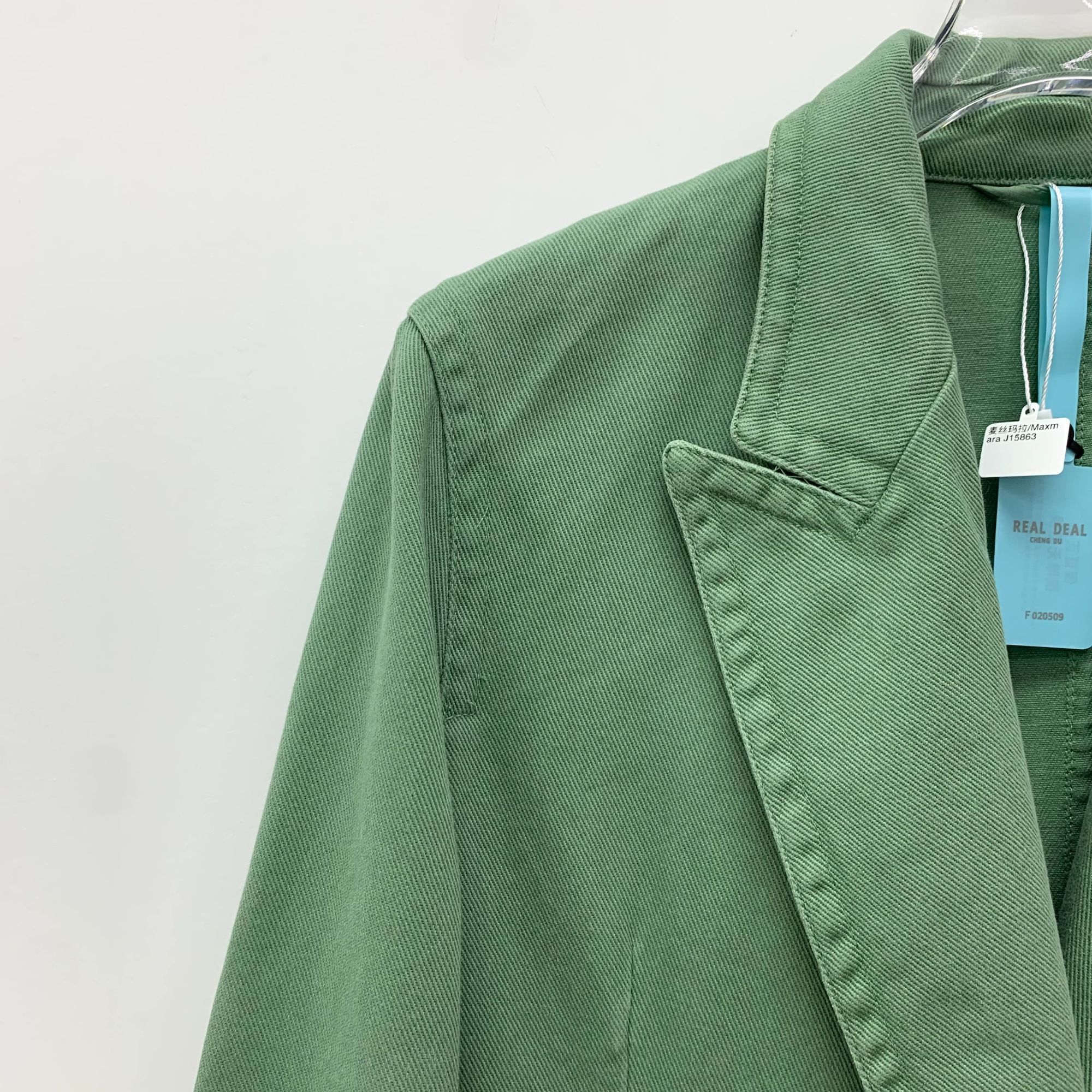 Max Mara MaxMara Green Cotton Double-Breasted Blazer (Size XS) Size XS / US 0-2 / IT 36-38 - 5 Thumbnail