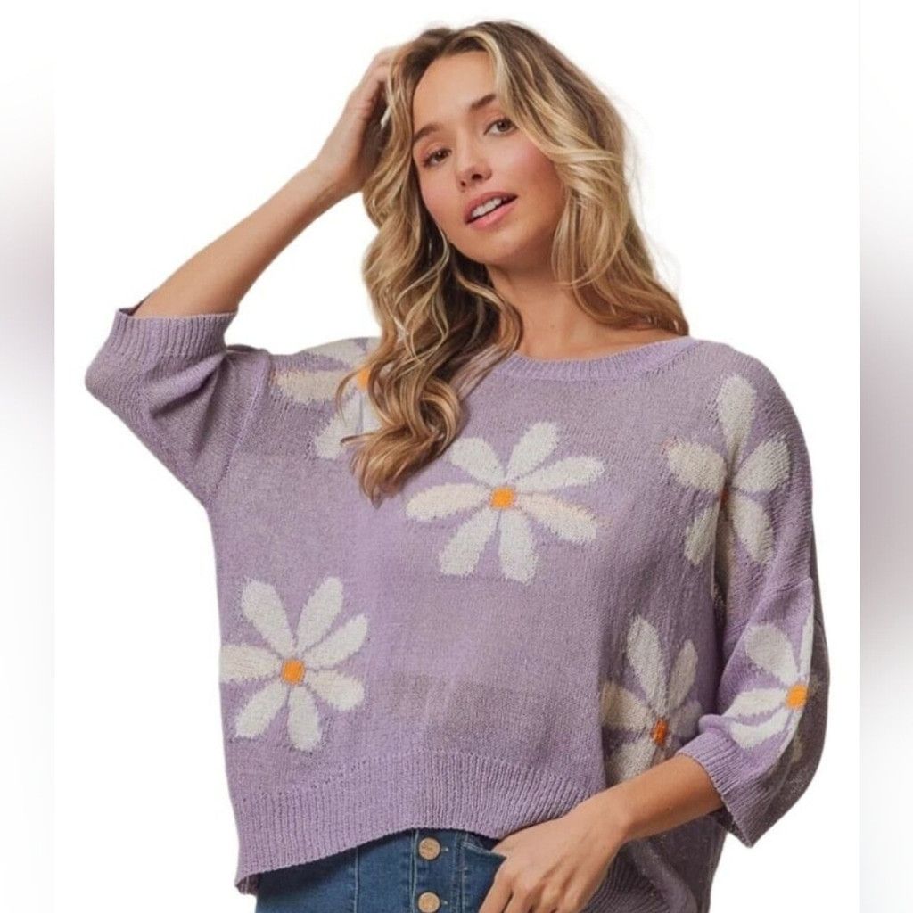 Other NWT Floral Elegance: The Chic Slit Sweater by BiBi Size M / US 6-8 / IT 42-44 - 1 Thumbnail