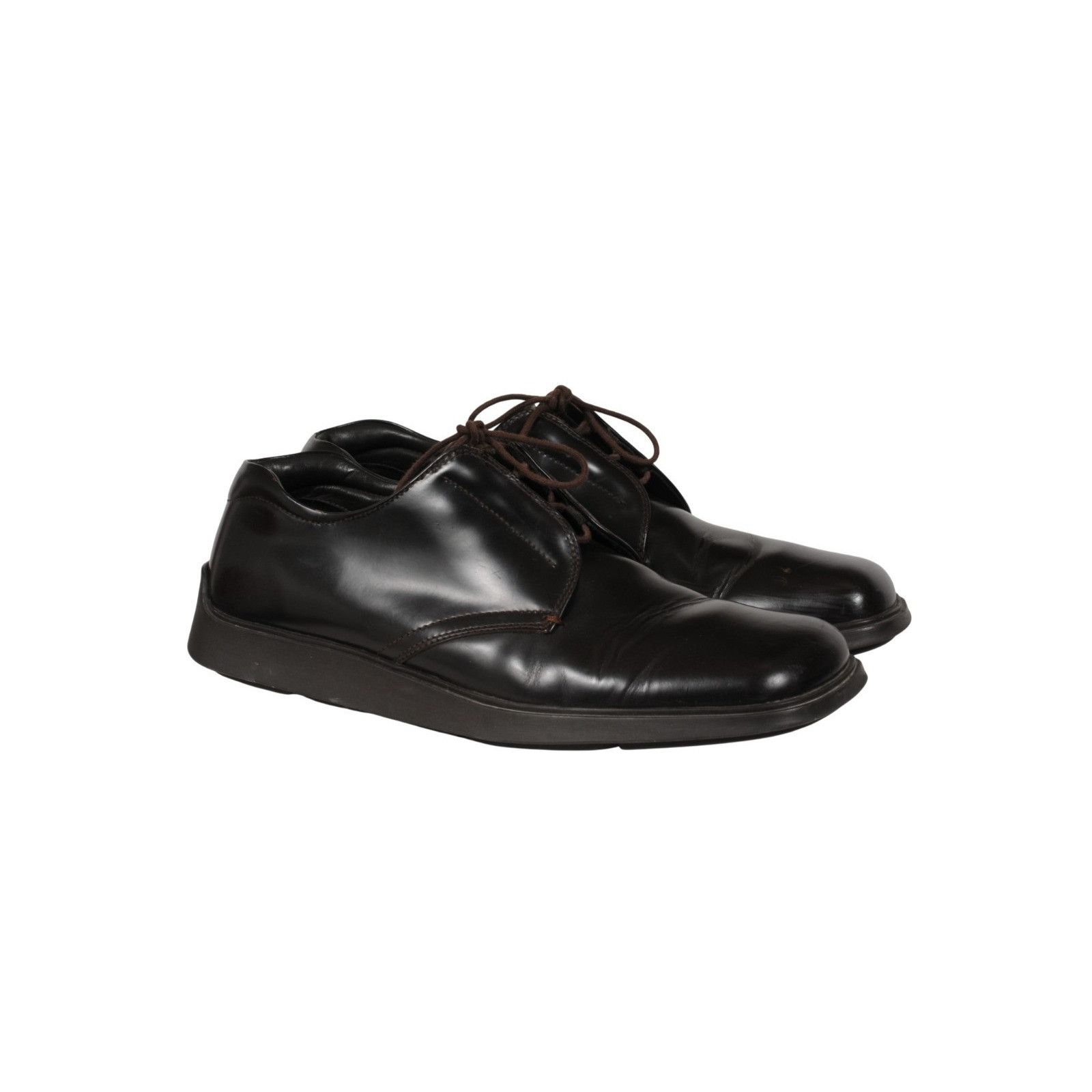 Prada Vtg 2000s Square Toe Oxfords Brown Leather - 02617 Size US 14 / EU 47 - 12 Thumbnail