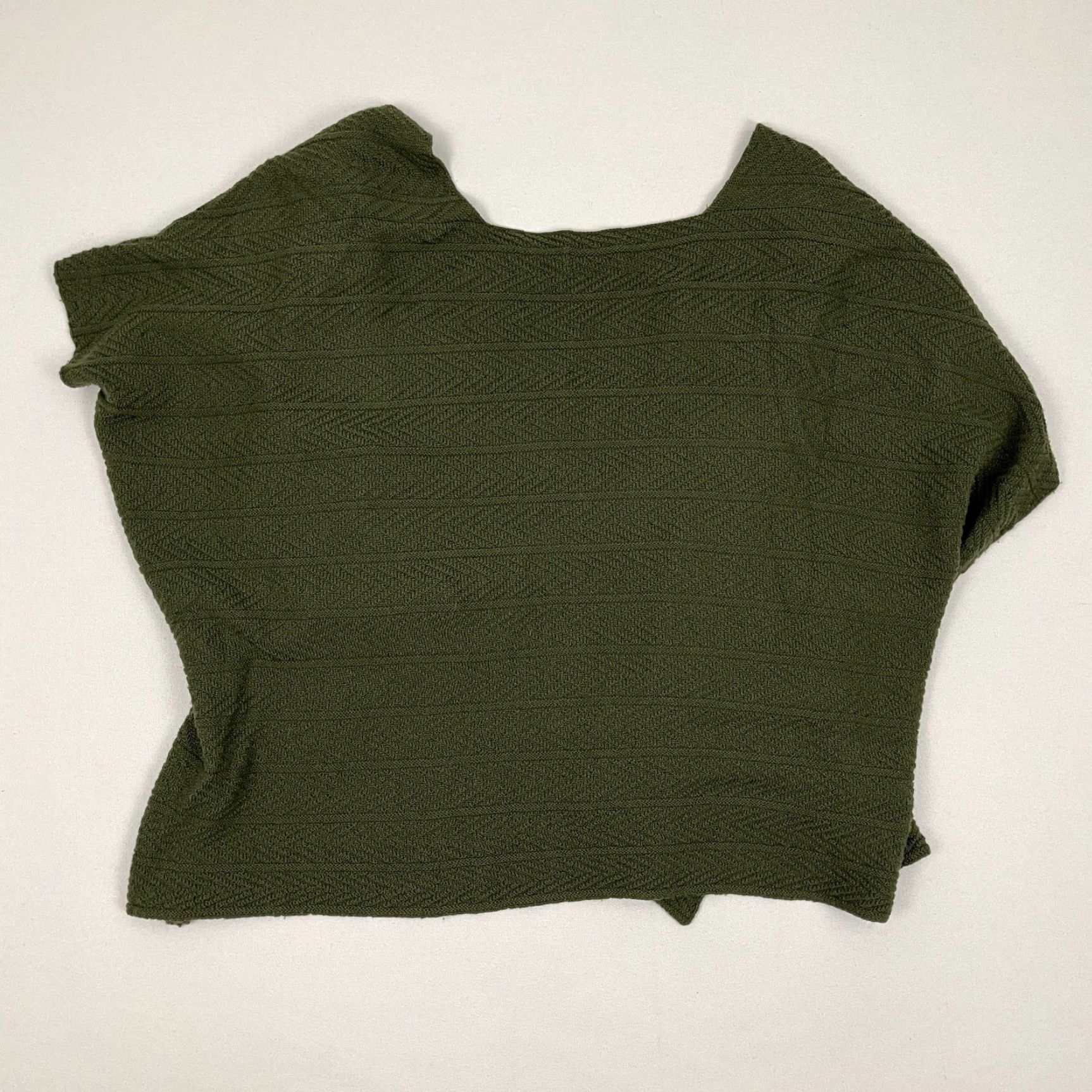eskandar Eskandar Poncho Kimono Sweater Womens OS Boxy Green 100% Merino Wool Lagenlook Size ONE SIZE - 8 Thumbnail
