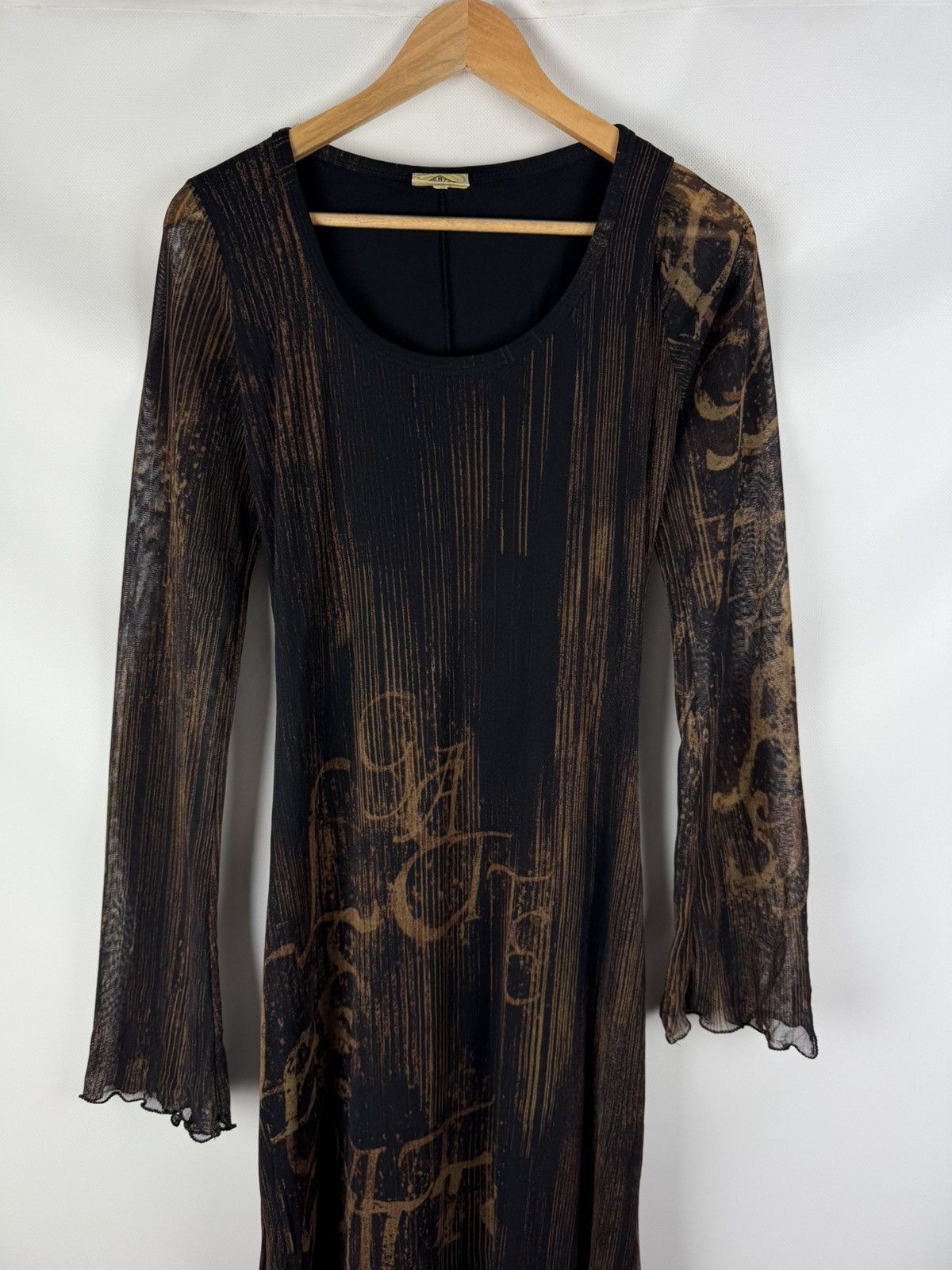 Other Legatte Jeans Mesh Y2K Long Sleeve Overprinted Maxi Dress Size L / US 10 / IT 46 - 2 Thumbnail