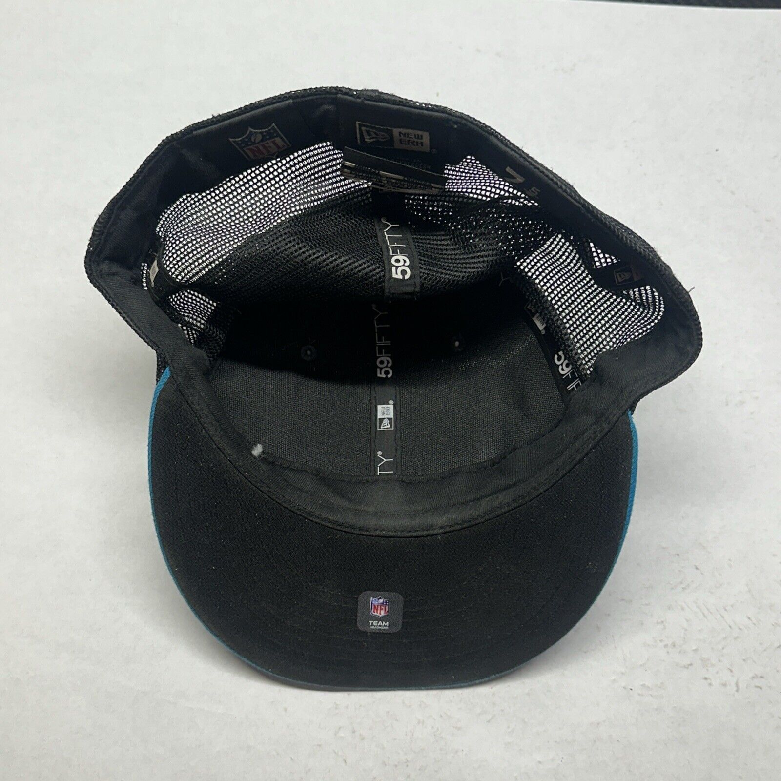 New Era Carolina Panthers Hat Cap Fitted 7 5/8 Black Blue NFL Size ONE SIZE - 7 Thumbnail