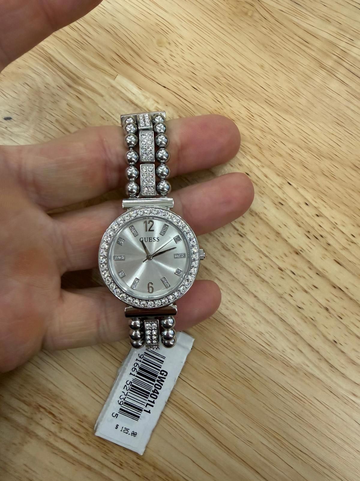 Guess GUESS Ladies Dress Ball & Crystal 30mm Watch – Silver-Tone Size ONE SIZE - 7 Thumbnail