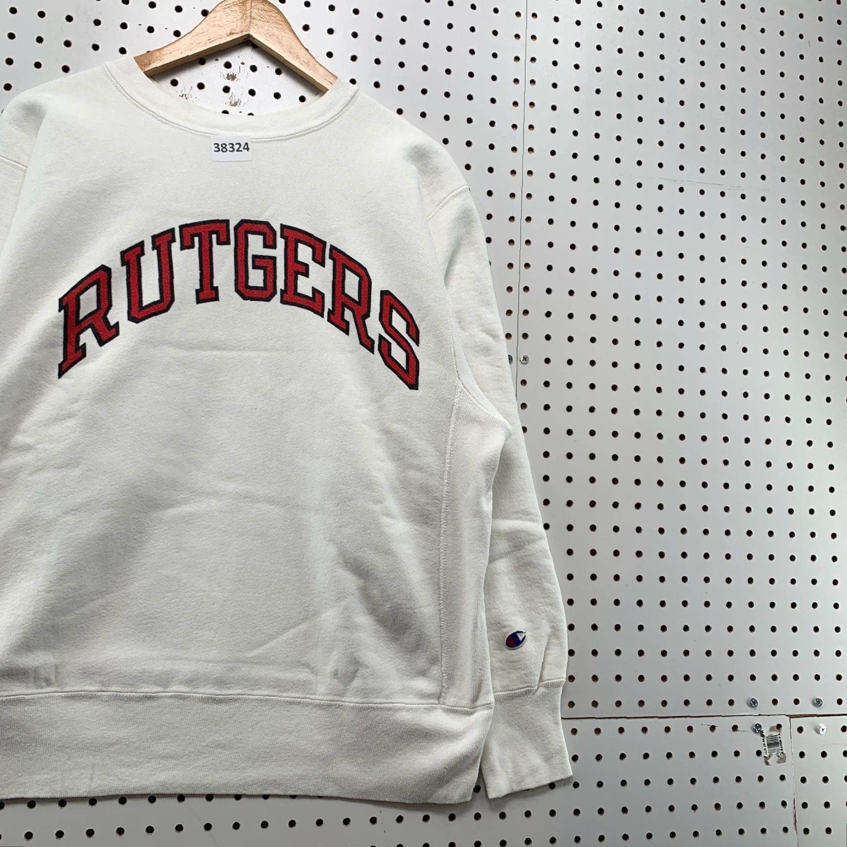 Champion VINTAGE Champion 80s Rutgers Crewneck Sweatshirt Mens Large White Graphic Print Reverse Weave USA Heavyweight Size US L / EU 52-54 / 3 - 4 Thumbnail