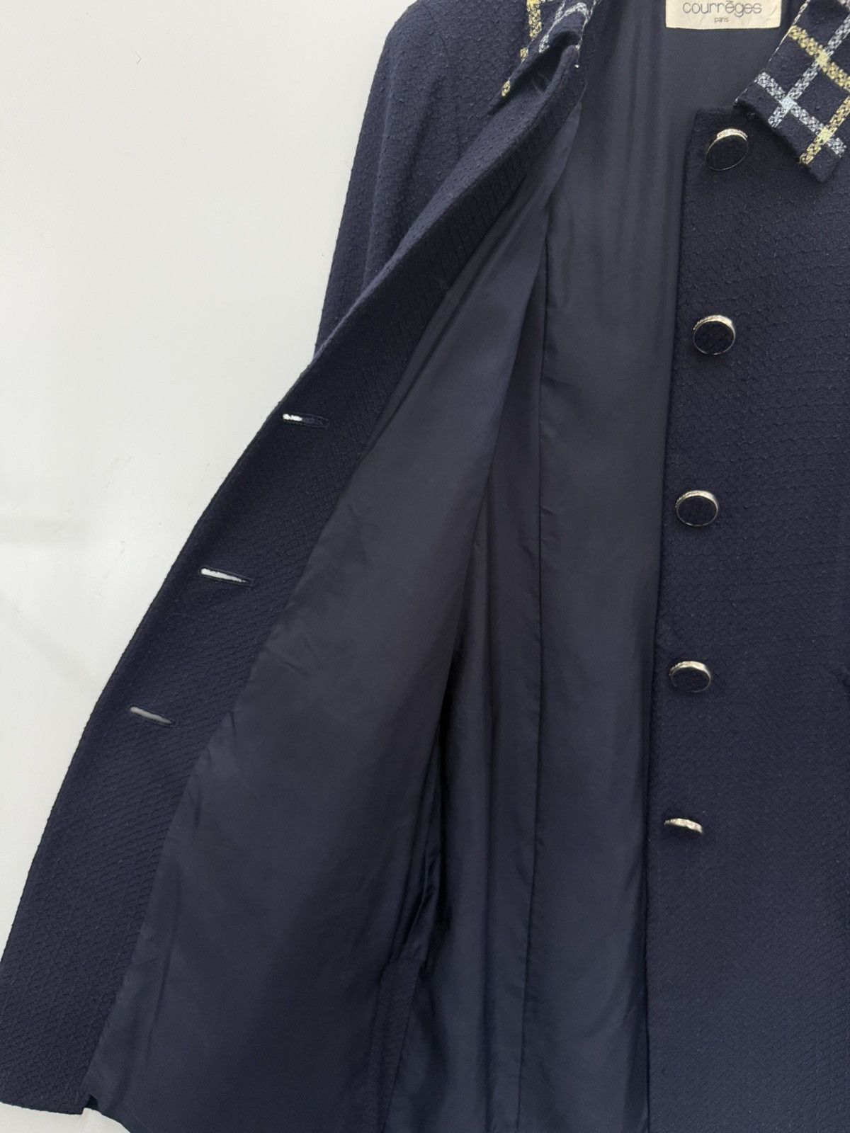 Courreges 🔥 VINTAGE PARIS LUXURY COURREGES WOOL LONG COAT IN BLUE Size S / US 4 / IT 40 - 6 Thumbnail