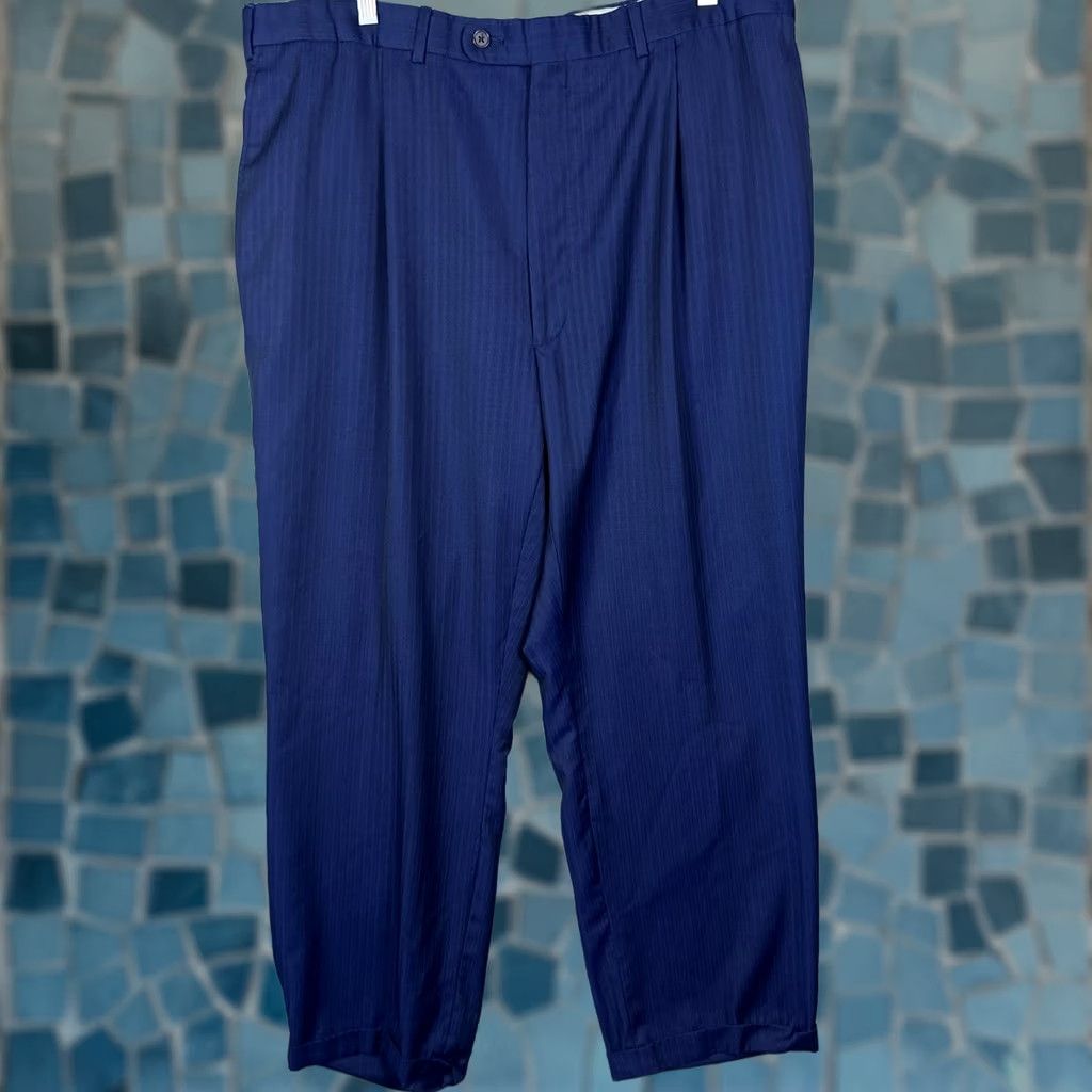 Jack Victor Jack Victor Pants Mens 40x29 Wool Pinstripe Slacks Luxor CT Suit Trousers Classic Pleated City Designer Womens? Size 40R - 1 Thumbnail
