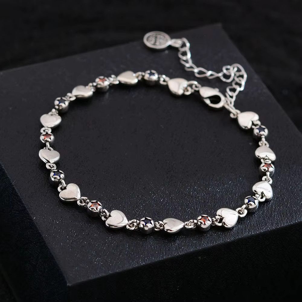 Jewelry Love Heart Shiny Colorful Crystal Star Charm Bracelet Size ONE SIZE - 4 Thumbnail