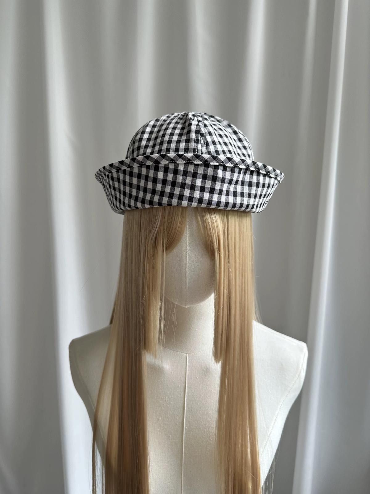 Japanese Brand Retro Black White Plaid Beret Sailor Hat Y2K French Girl OS Size ONE SIZE - 4 Thumbnail