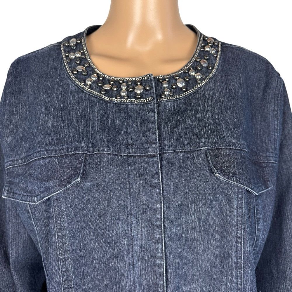 JM Collection JM Collection Embellished Denim Jacket Size 14 Size XL / US 12-14 / IT 48-50 - 2 Thumbnail