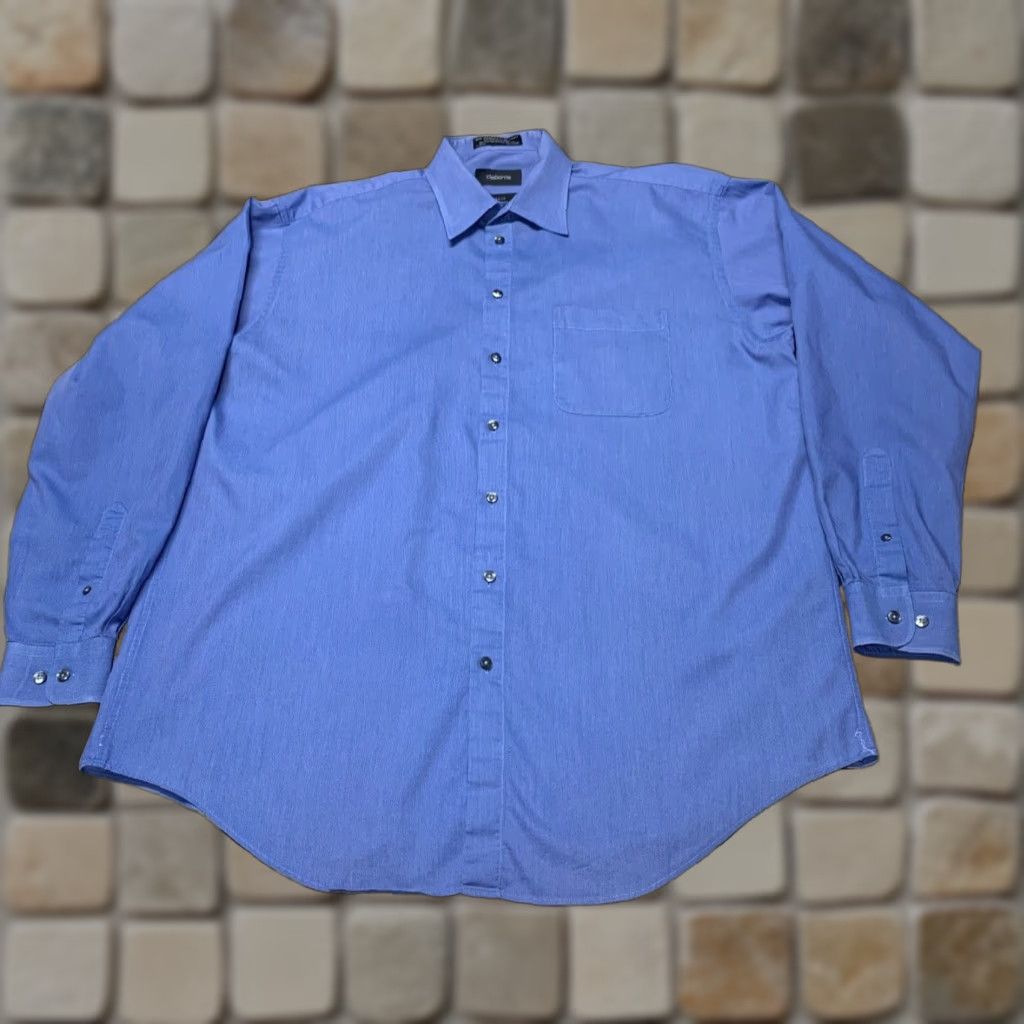Liz Claiborne Claiborne Shirt Mens XL Long Sleeve Button-Up Blue Casual Dress Neck 17" Featured 52 Chest Size US XL / EU 56 / 4 - 1 Thumbnail