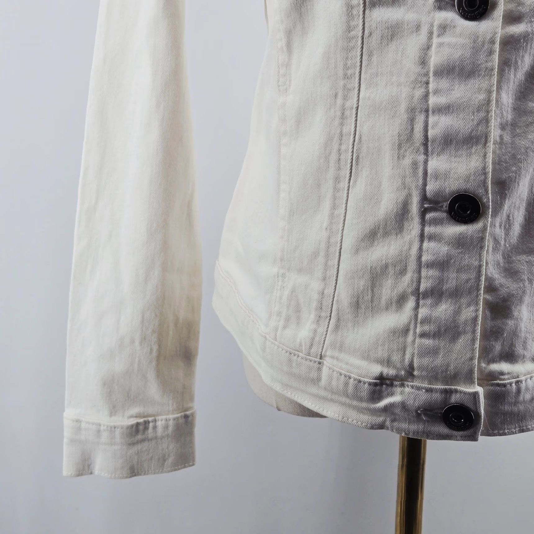 Wrangler Wrangler Jacket Womens M White Denim Cotton Blend Slim Collared Button Size M / US 6-8 / IT 42-44 - 3 Thumbnail