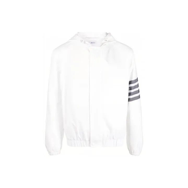Thom Browne Thom Browne White Striped Hooded Jacket for Men 0079 Size US M / EU 48-50 / 2 - 1 Thumbnail