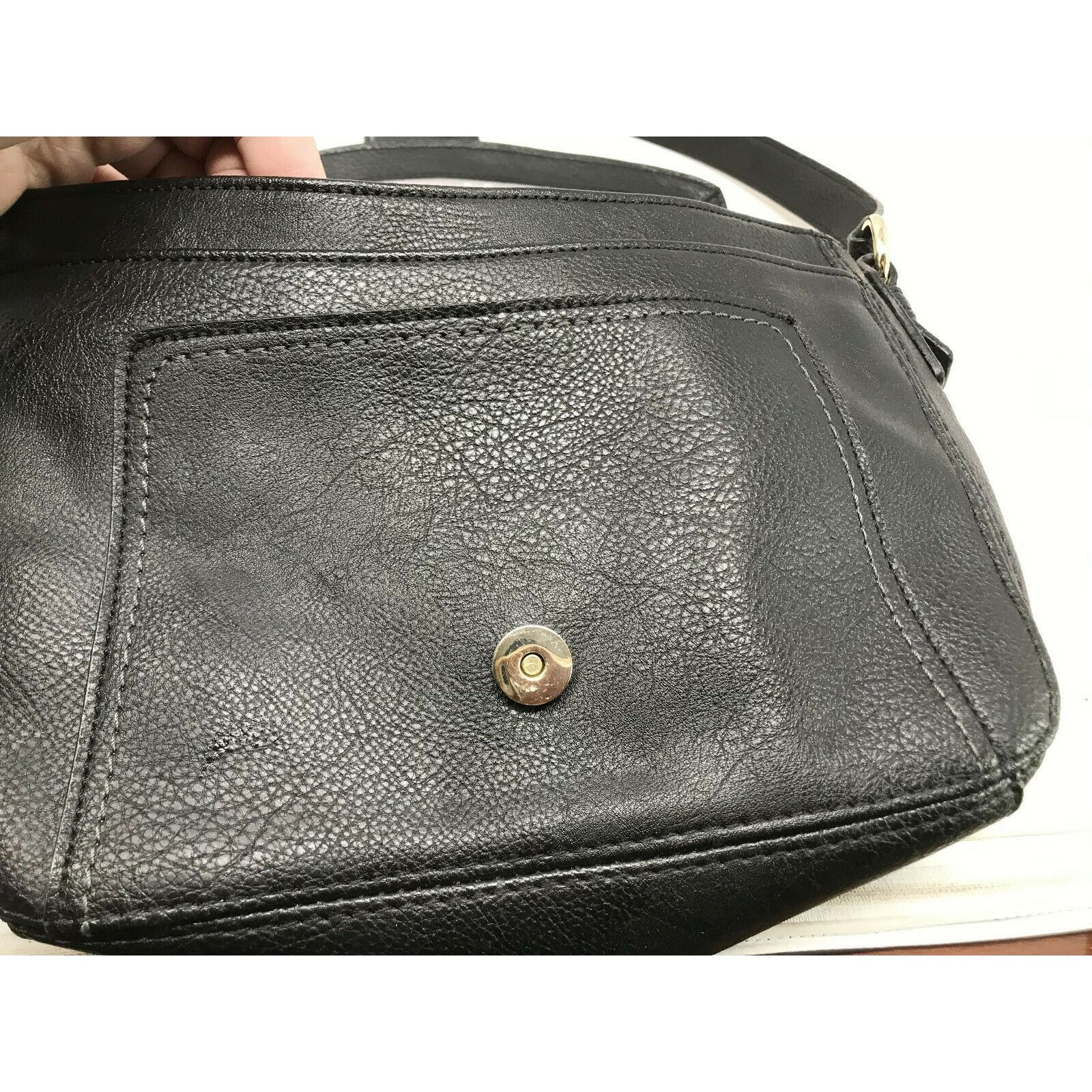 Liz Claiborne LIZ CLAIBORNE Black Faux Leather Crossbody Bag w Large Front Size ONE SIZE - 5 Thumbnail