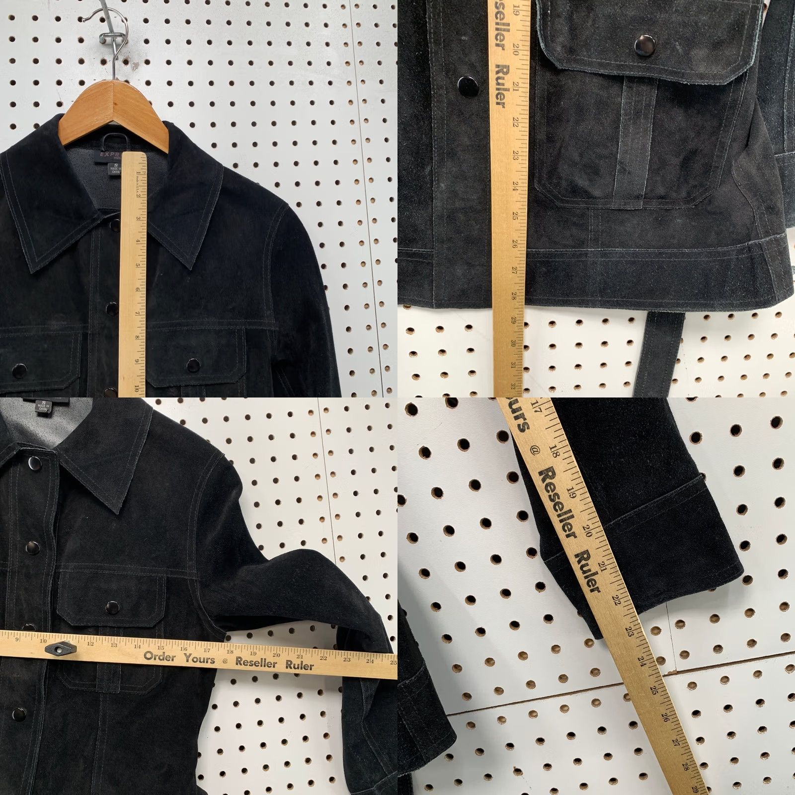 Express VINTAGE Express Suede Safari Field Jacket Womens XS/S Black Belted Utility Size S / US 4 / IT 40 - 9 Thumbnail