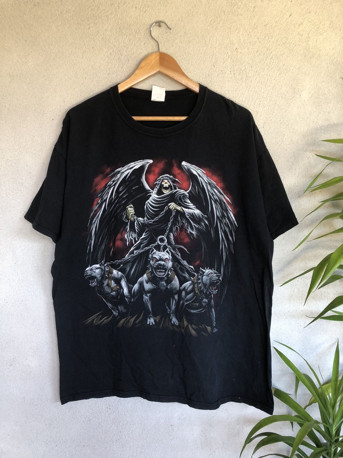 Affliction × Vintage Crazy Vintage Y2K Hellhound Reaper Pit Bulls Tee Size US XL / EU 56 / 4 - 1 Thumbnail
