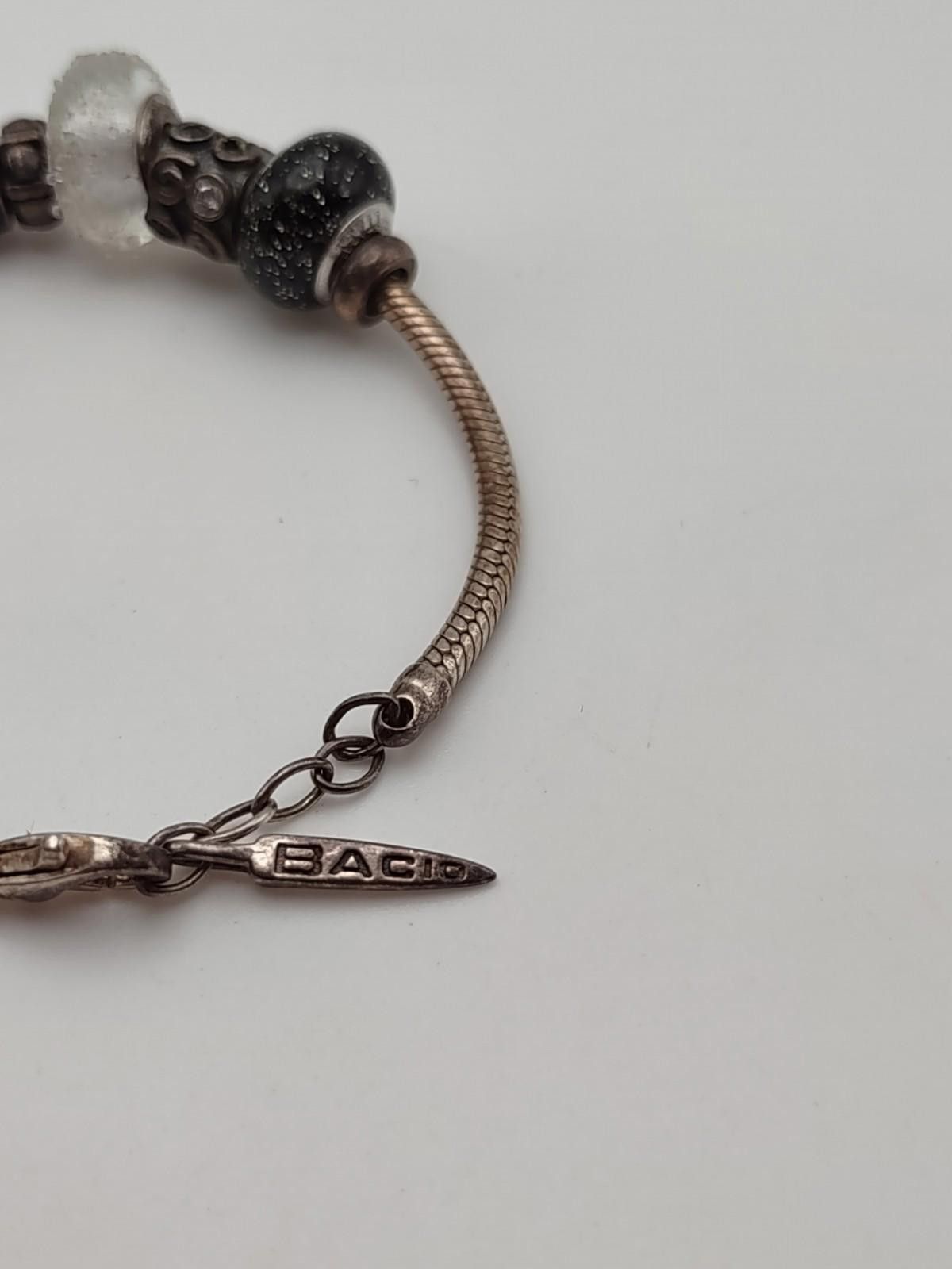 Bacco Bucci Bacio Italy 925 Charm Bracelet Murano Glass 8” Size ONE SIZE - 3 Thumbnail