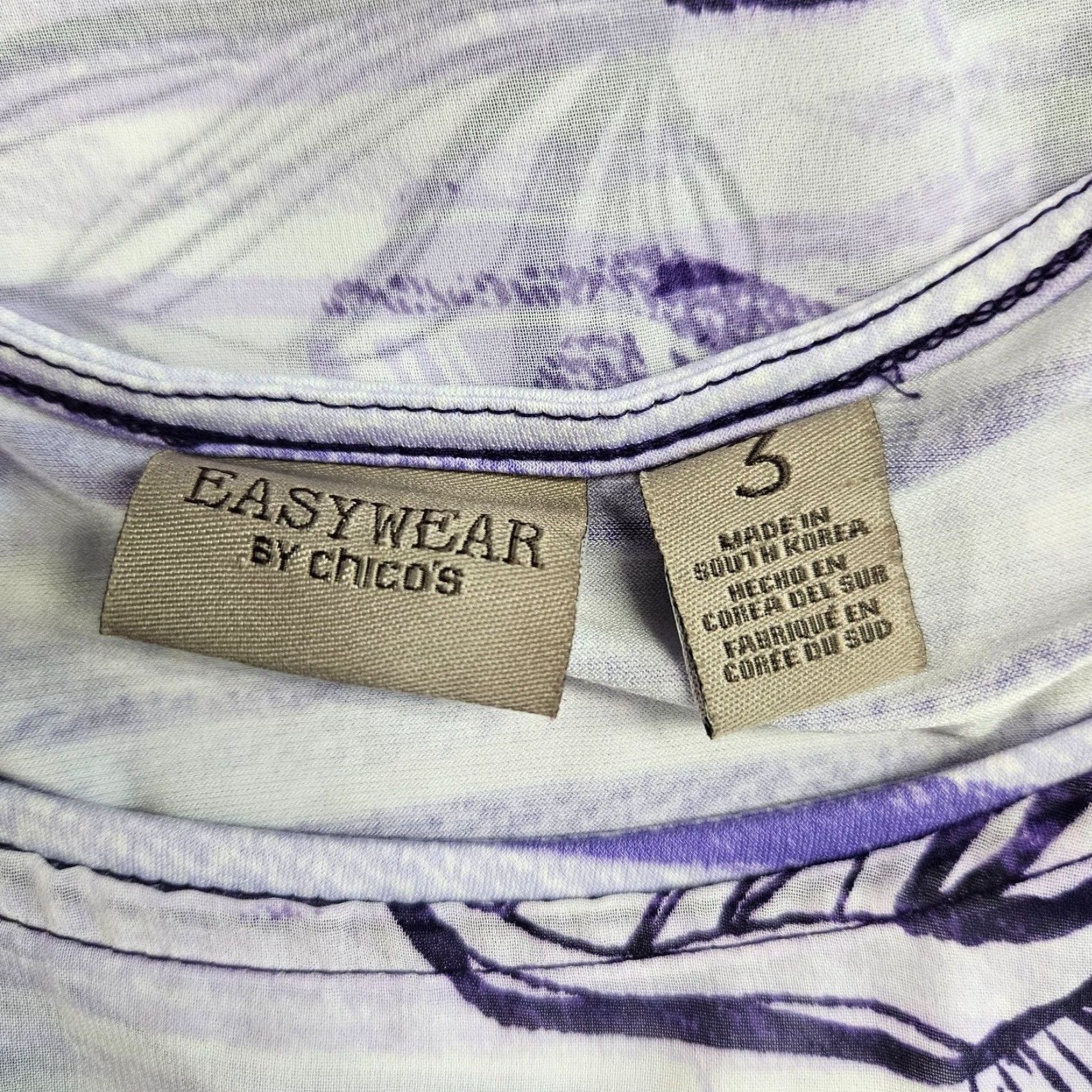 Vintage Chico's Easywear Womens Blouse XL Purple Floral Stripe Layered Top Shirt Size XL / US 12-14 / IT 48-50 - 6 Thumbnail