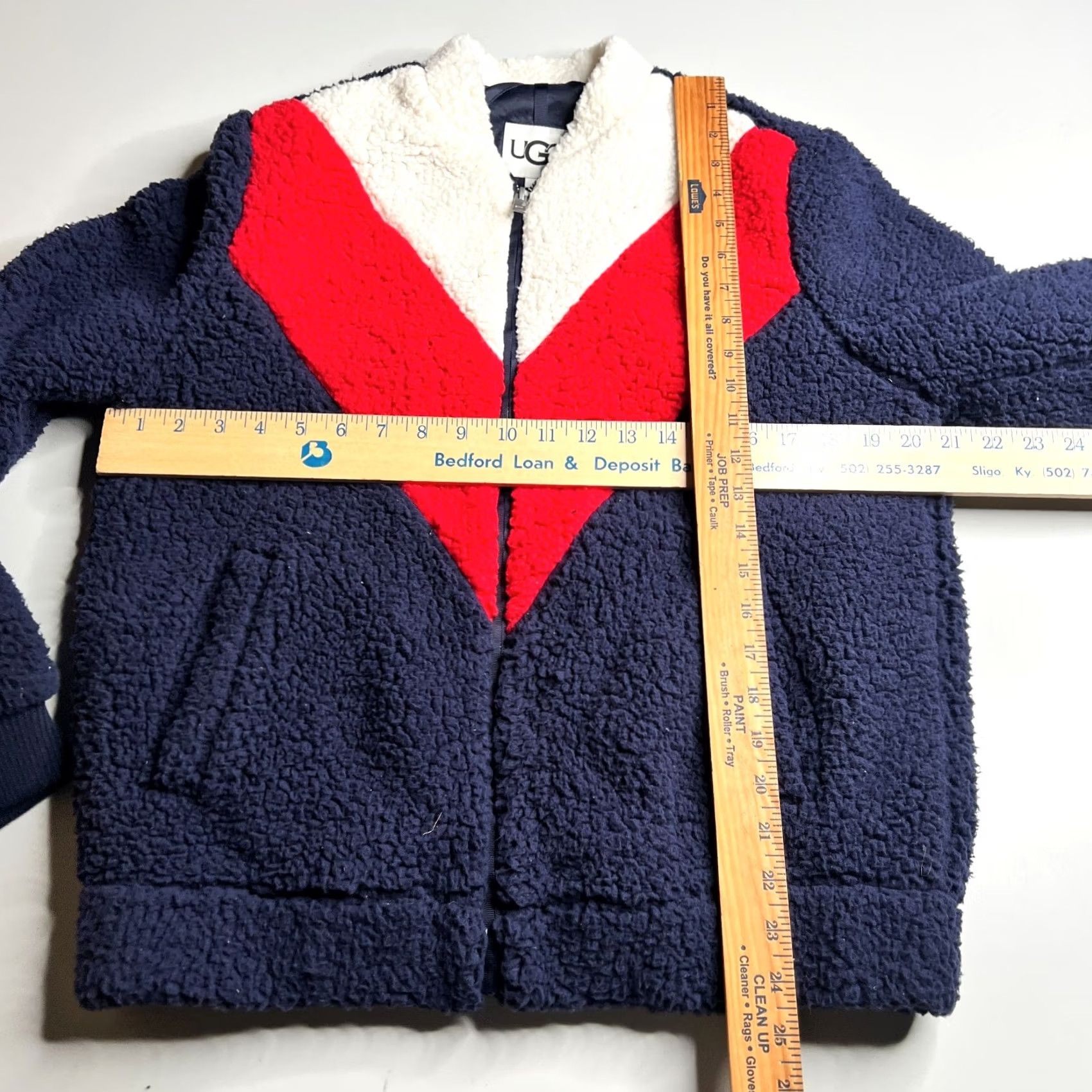 Ugg UGG Sherpa Fleece Jacket Small S Full Zip Colorblock Navy Red White Womens Winter Casual Comfort Cozy Jacket Size S / US 4 / IT 40 - 3 Thumbnail