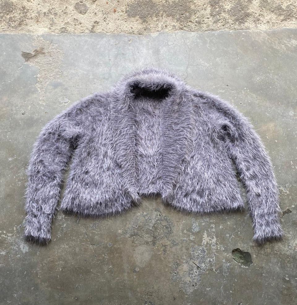 image of Avant Garde x Beauty Beast Wellbeing - Japan Open Knitwear Crop Fuzzy Mohair Fur in Gray/Purple (Si