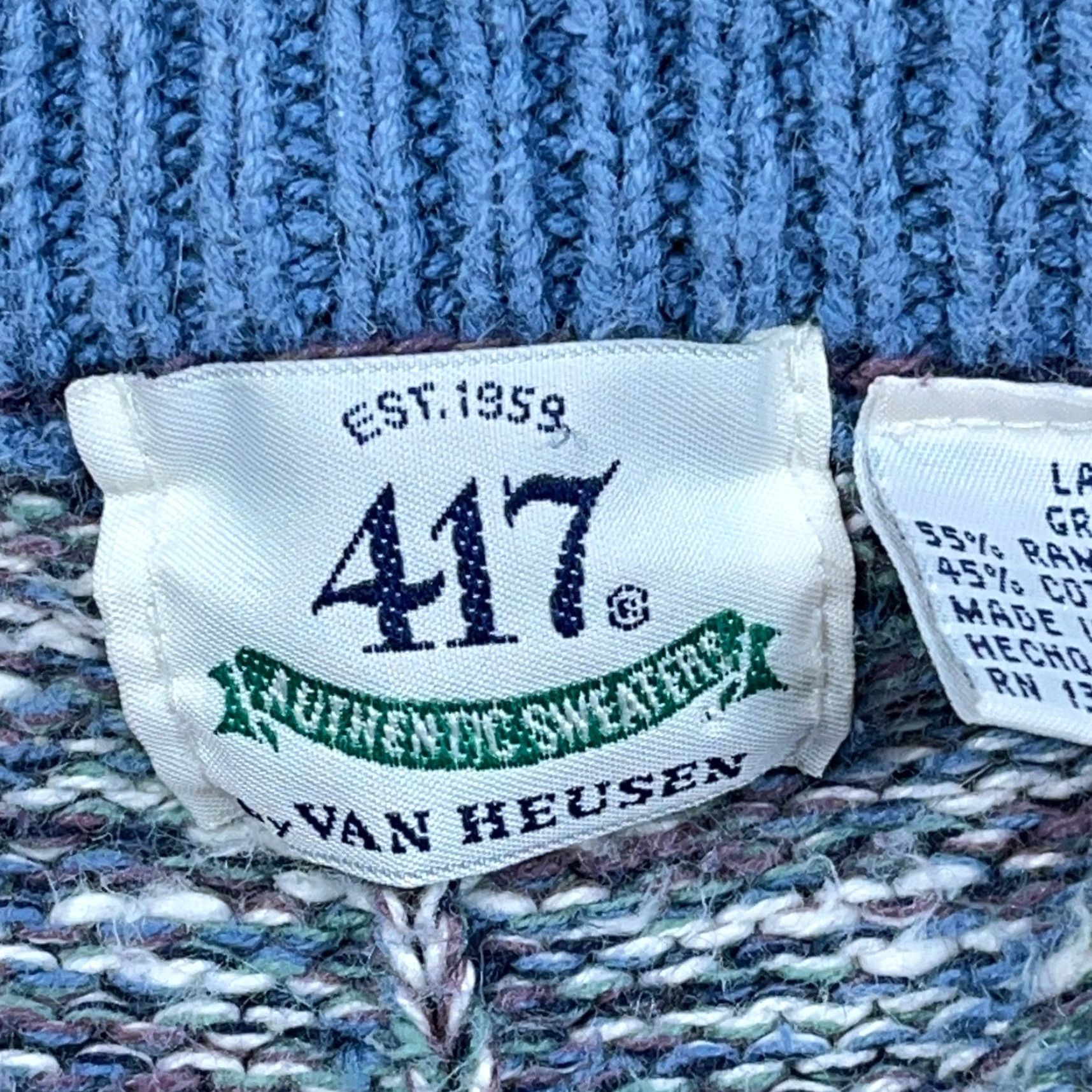 Van Heusen VINTAGE Van Heusen Cardigan Sweater Men L Blue Heather 90s 80s Heavy Knit Wool Alternative Full Zip Cardigan Mens 80s 90s Classic Preppy Fashion Size US L / EU 52-54 / 3 - 4 Thumbnail