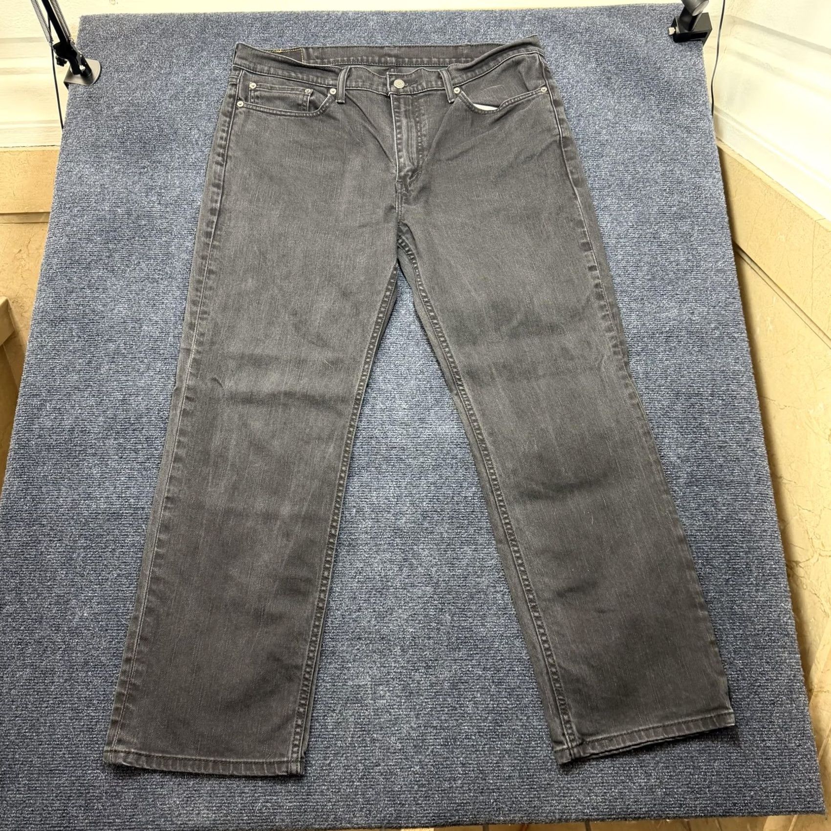 Levi's Levis 514 Jeans Mens 38x30 Charcoal Gray Denim Slim Straight Stretch Casual Size US 38 / EU 54 - 2 Thumbnail