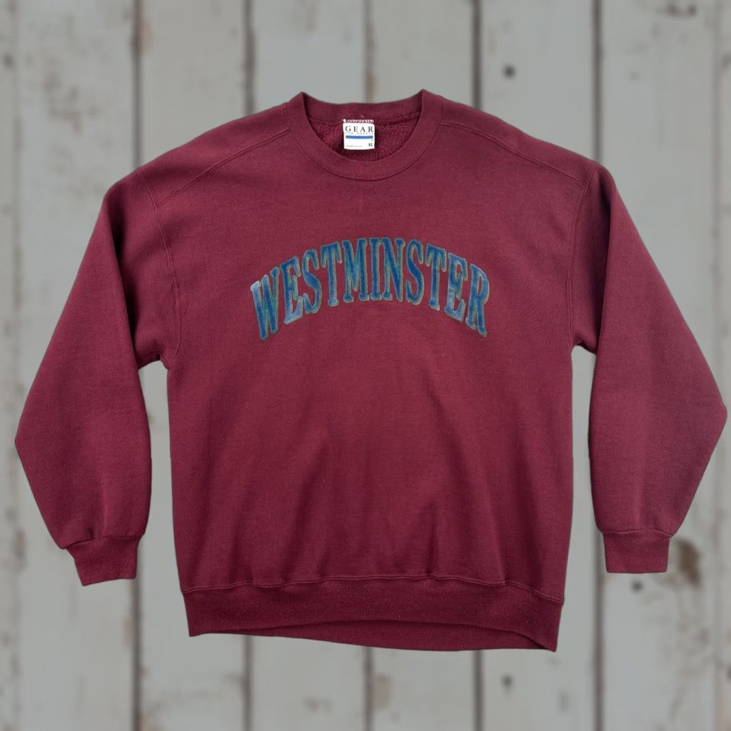 Vintage VINTAGE Gear For Sports Mens L Crewneck Sweatshirt Red Westminster College Sports Maroon/Cotton Pullover Size US L / EU 52-54 / 3 - 1 Thumbnail