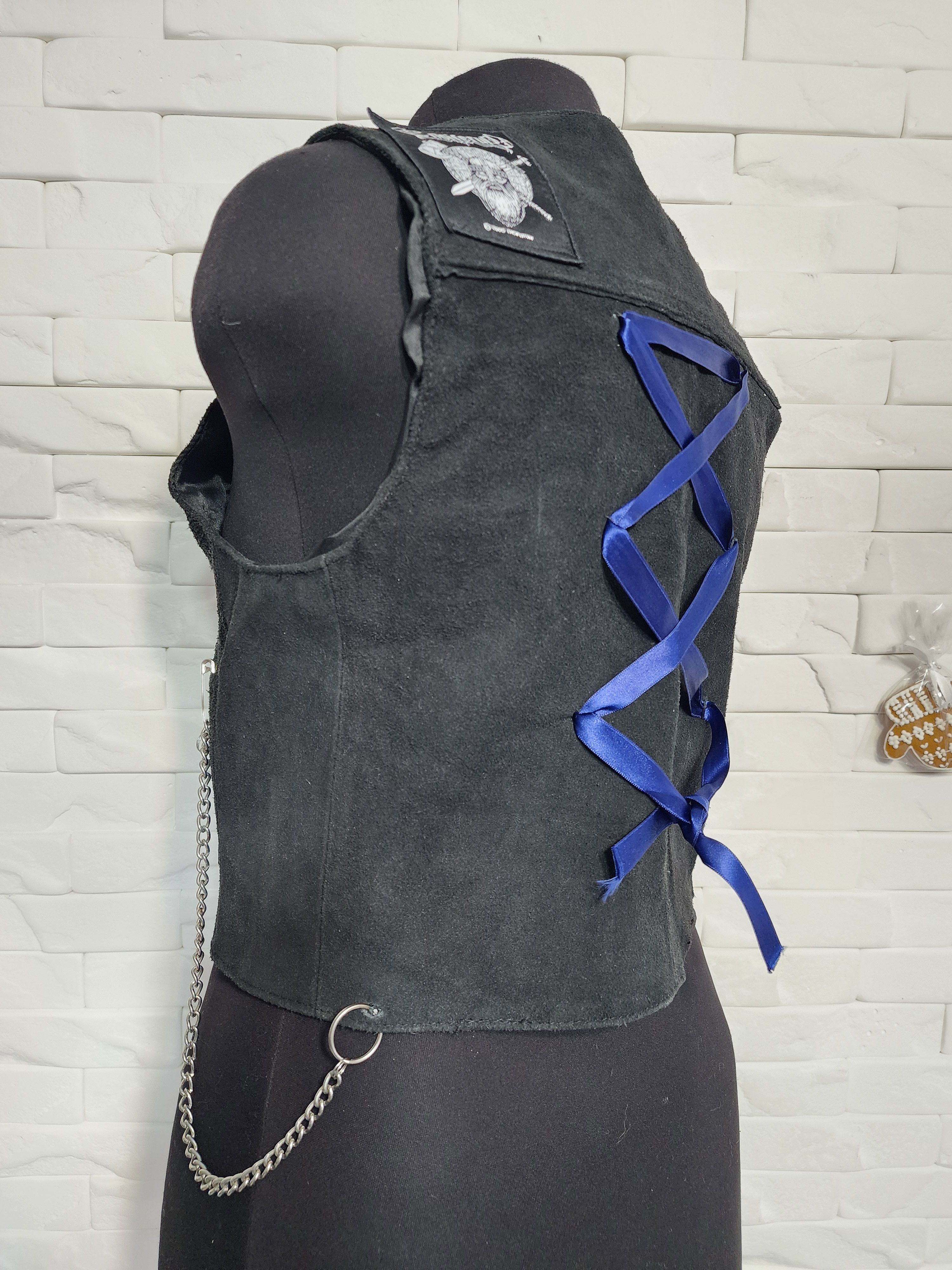 Other Black Suede Vest: Women's Sleeveless Top with Patches. Size S / US 4 / IT 40 - 6 Thumbnail