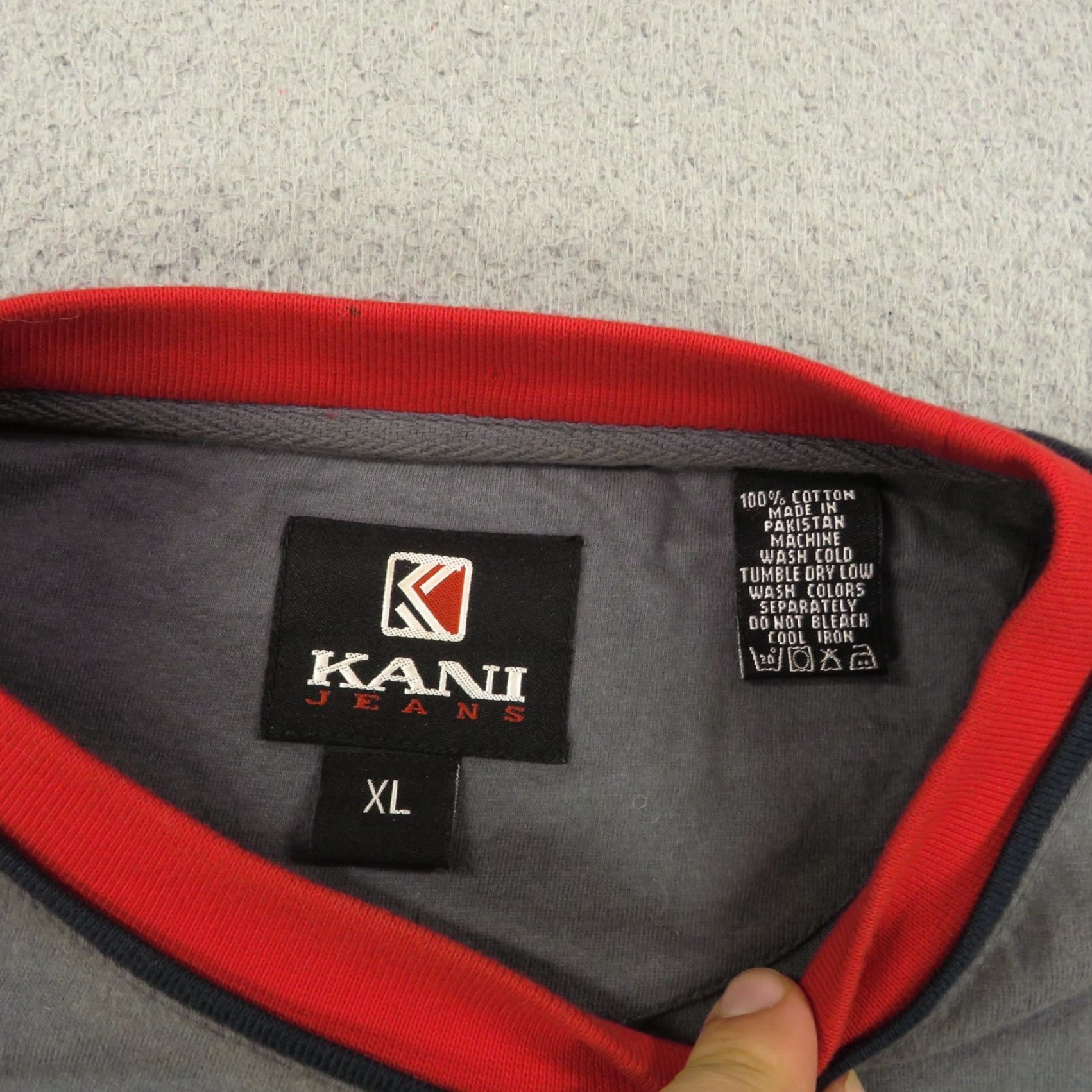 Karl Kani VINTAGE Karl Kani Shirt Mens XL Grey Ringer Collar Spellout 90s Hip Hop Tee T Shirt Size US XL / EU 56 / 4 - 5 Thumbnail