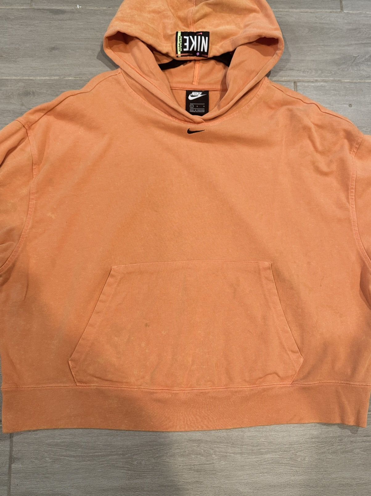 Nike Nike Orange Cropped Hoodie Women’s L Retro Washed Streetwear Size L / US 10 / IT 46 - 6 Thumbnail