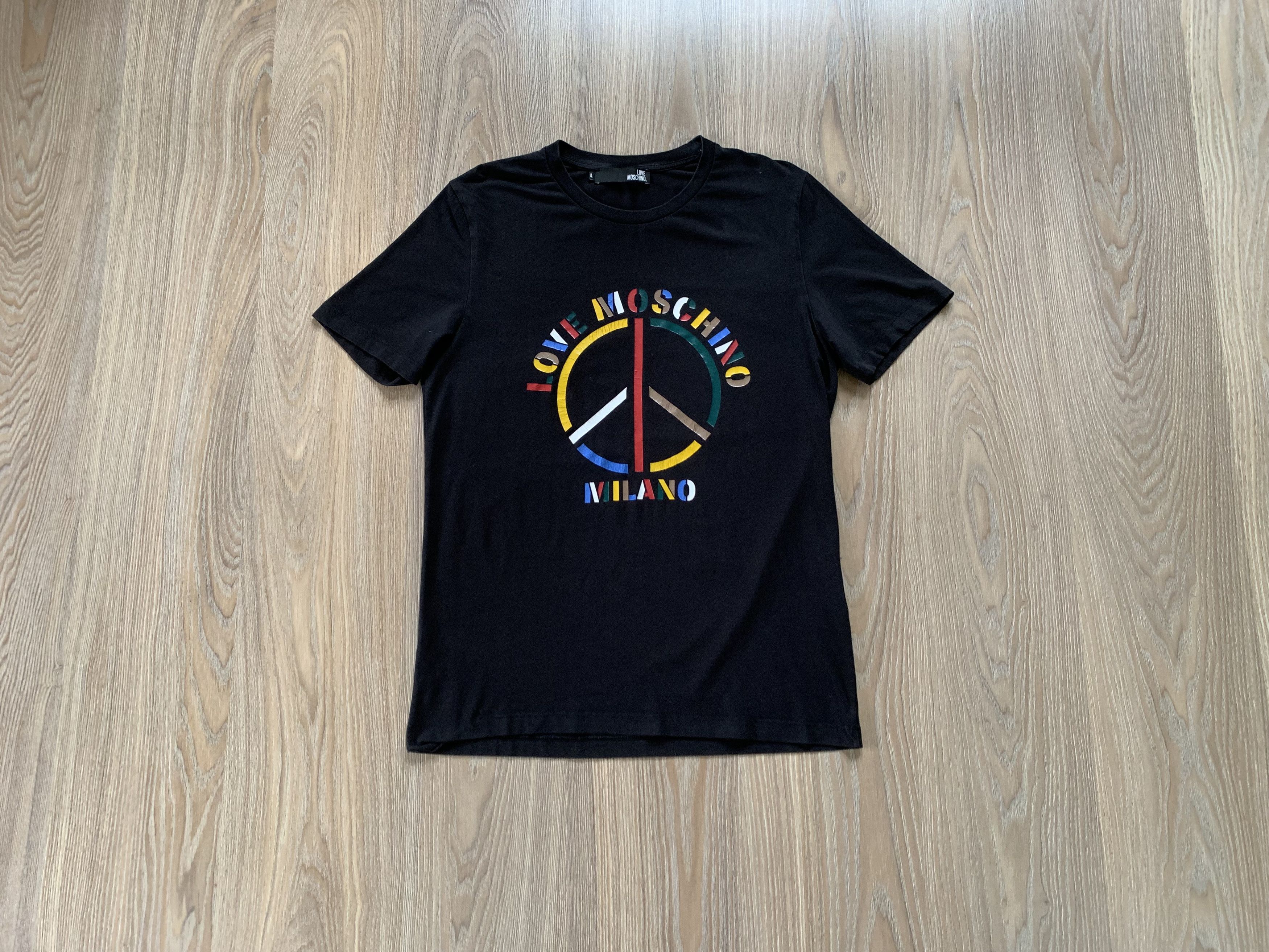 Vintage Love Moschino Black Cotton Printed T-Shirt