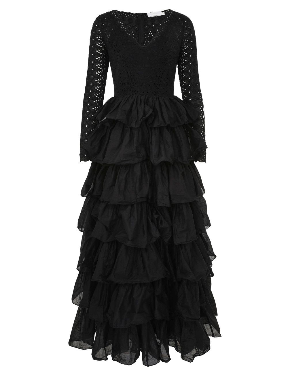 Zimmermann oc11z0226 Tallow Tiered Ruffle Gown In Black Size L / US 10 / IT 46 - 1 Preview