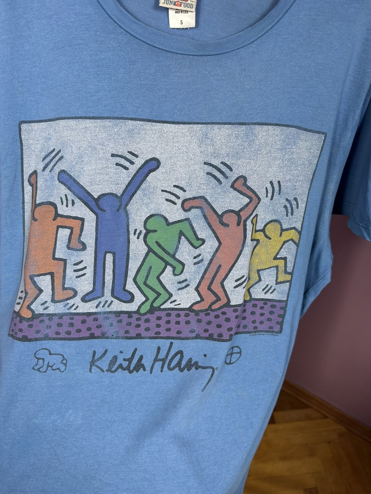 Junk Food Vintage Junk Food Keith Haring Dance Art T-Shirt Blue Logo Size US S / EU 44-46 / 1 - 9 Thumbnail
