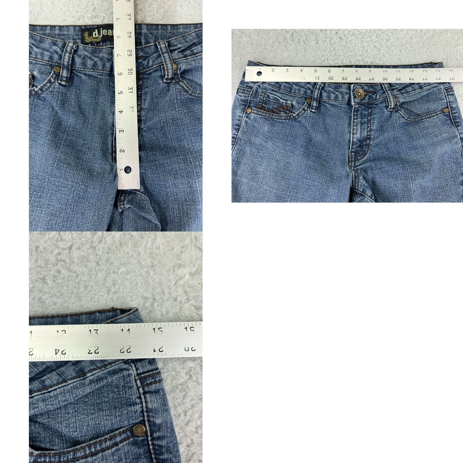 Denime D.Jeans Denim Jeans Women's 6 Blue Flared Low Rise Zip Fly Embroidered Denim Jeans Shirt/Hoodie? Size 28" / US 6 / IT 42 - 9 Thumbnail