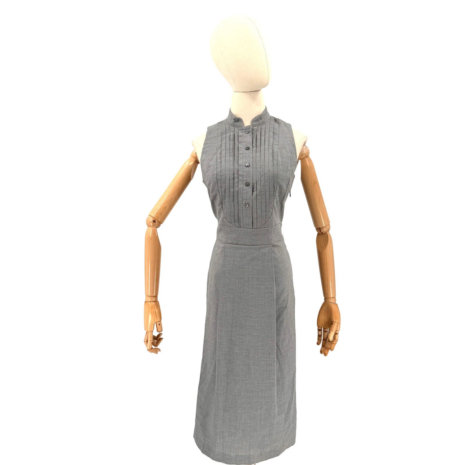 Burberry Vintage Y2K Gray Minimalist Pleated Sleeveless Pencil Dress Size M / US 6-8 / IT 42-44 - 1 Thumbnail